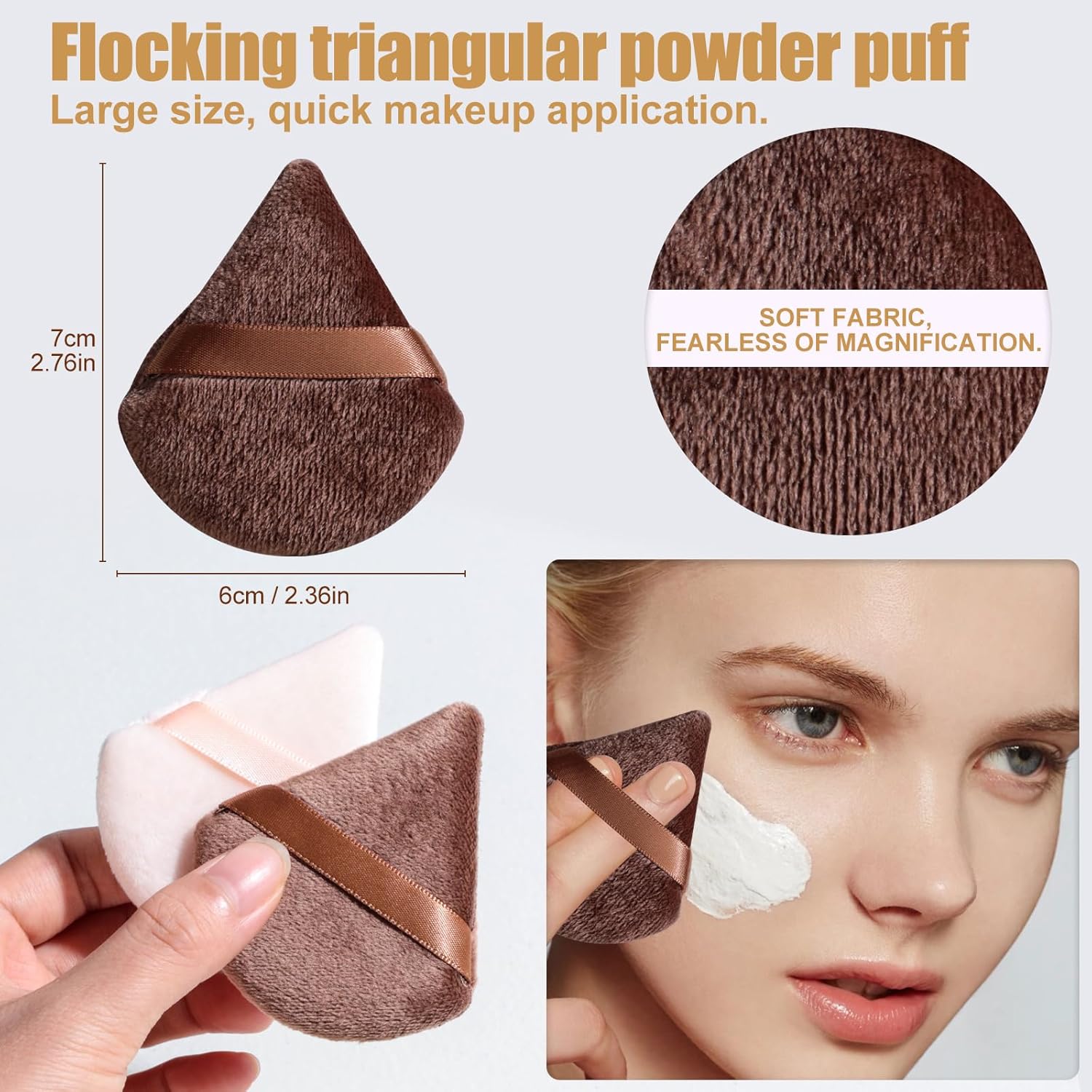 BS-MALL 21 Pcs Professional makeup brush set with foundation brush for liquid Makeup, eyeshadow Brush, concealer brush - Includes 6 Triangle Puffs & case for Even, Multi-purpose application (Golden) - Image 6