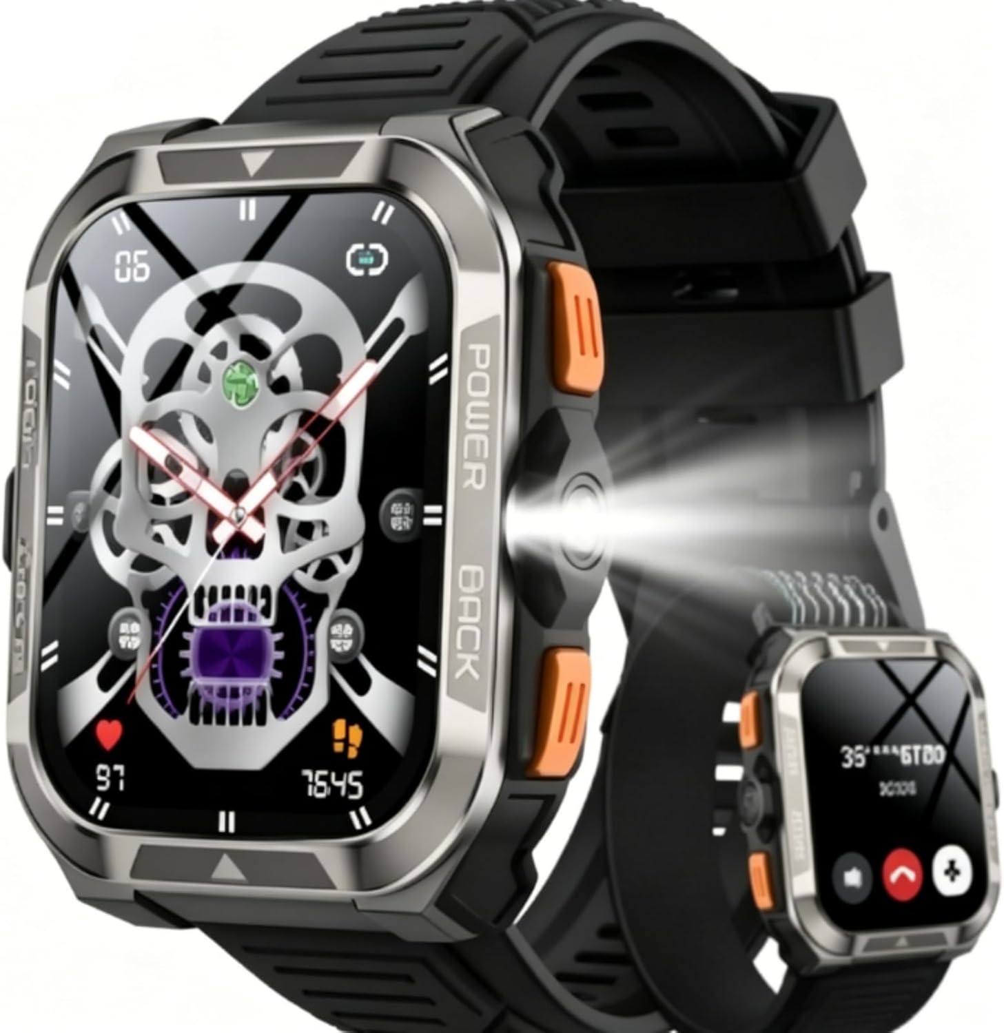 Military Smart Watches for Men (Answer/Make Calls),1.91"Fitness Smart Watch for Android and iPhone, GPS Fitness Trackers Watch with Flashlight/Heart Rate/Sleep/100+ Sport Modes/AI, Mens New Year Gift