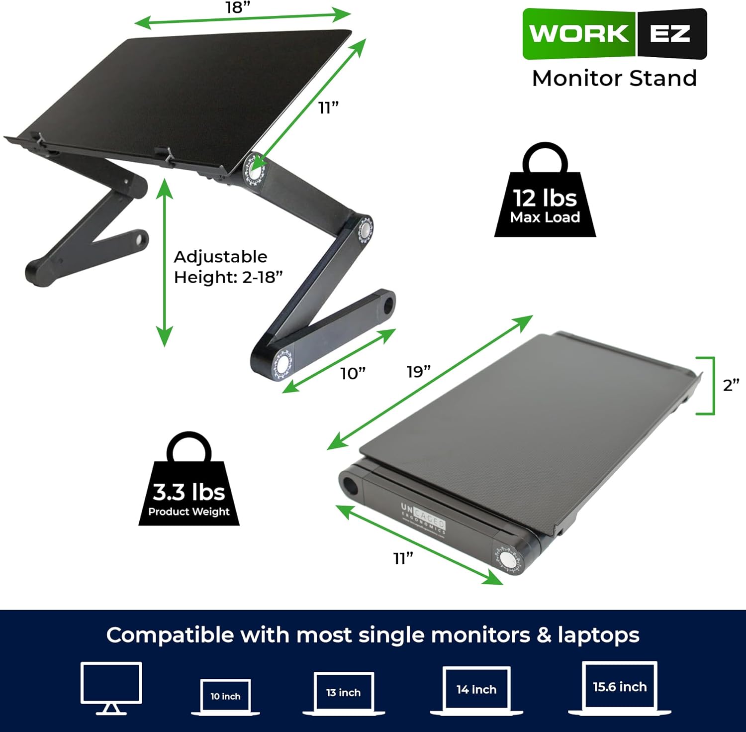 WorkEZ Monitor Stand, Single Mount Height Adjustable Monitor Riser for Desk, Ergonomic Desktop Computer Stand - Image 4