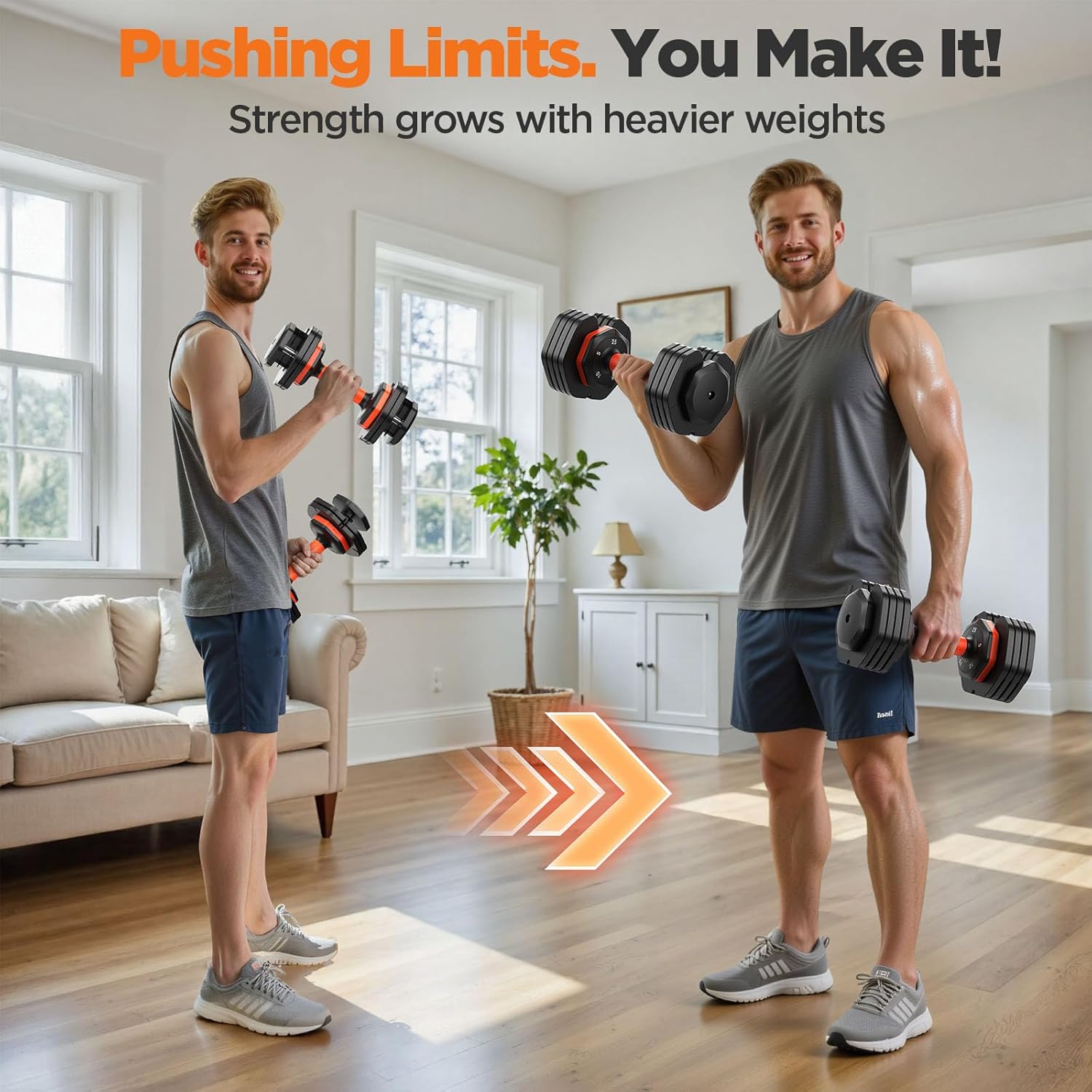 2026 FDB2 Updated Adjustable Dumbbell Set of 2, 110lbs/50lbs Weights Dumbbell Set with Storage Box, 25lbs/55lbs Adjustable Weights with Anti-slip Silicone Grip, Weight Set For Home Gym Suit both Men and Women - Image 4