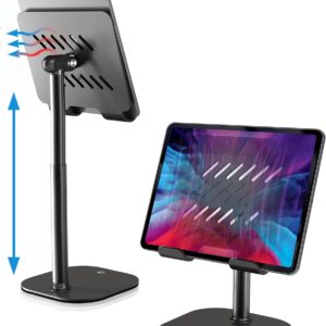 COOPER TabHolder, 7-10″ Height Adjustable Tablet Stand, Premium iPad Stand for Desk, 270° Tilt iPad Holder for Desk, Tablet Holder, 15.6-17″ Portable Monitor Support (Black)