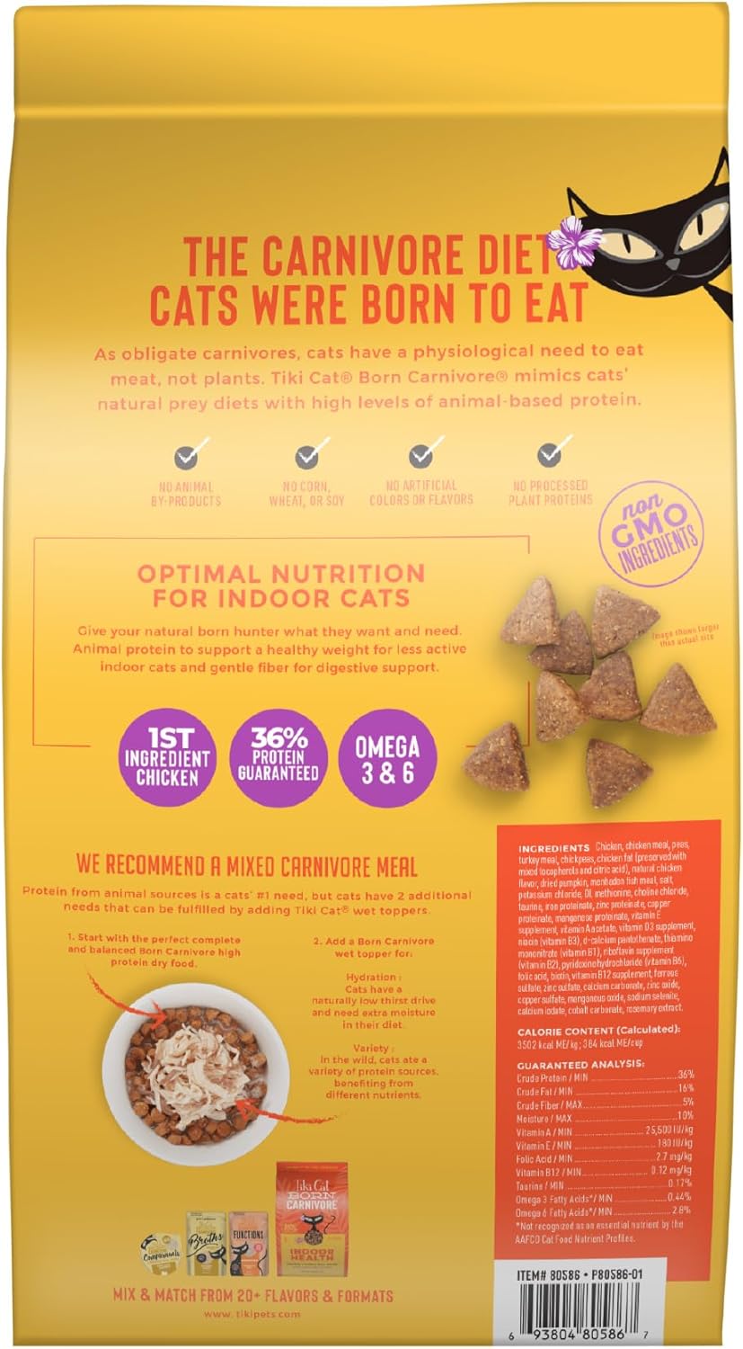 Tiki Cat Born Carnivore Indoor Health Non-GMO, Chicken and Turkey Meal Recipe 3 lbs. - Image 3