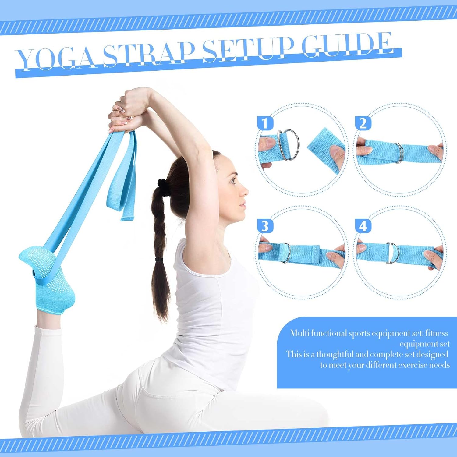Poen Pilates Equipment Kit for Home Workout Pilates Ring and Ball Set for Women 12'' Circle Yoga Fitness Essentials Kit with Resistance Bands, Yoga Strap, Socks,Bag - Image 4