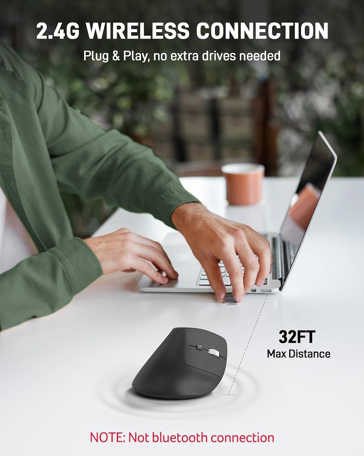 acer Ergonomic Mouse Wireless, Adjustable DPI Vertical Mouse 1000/1200/1600 with 6 Buttons, Rechargeable Ergo Mice, Medium to Large Sized Hands, 2.4GHz USB Receiver for Computer, Laptop, PC - Image 3