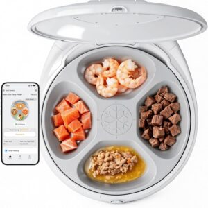 Automatic Cat Feeder Wet Food, 2026 Upgraded Smart Dual-Temp Refrigerated Auto Cat Feeder with Semiconductor Cooling & Pre-Heating, App-Controlled Pet Food Dispenser, Easy to Clean(White)