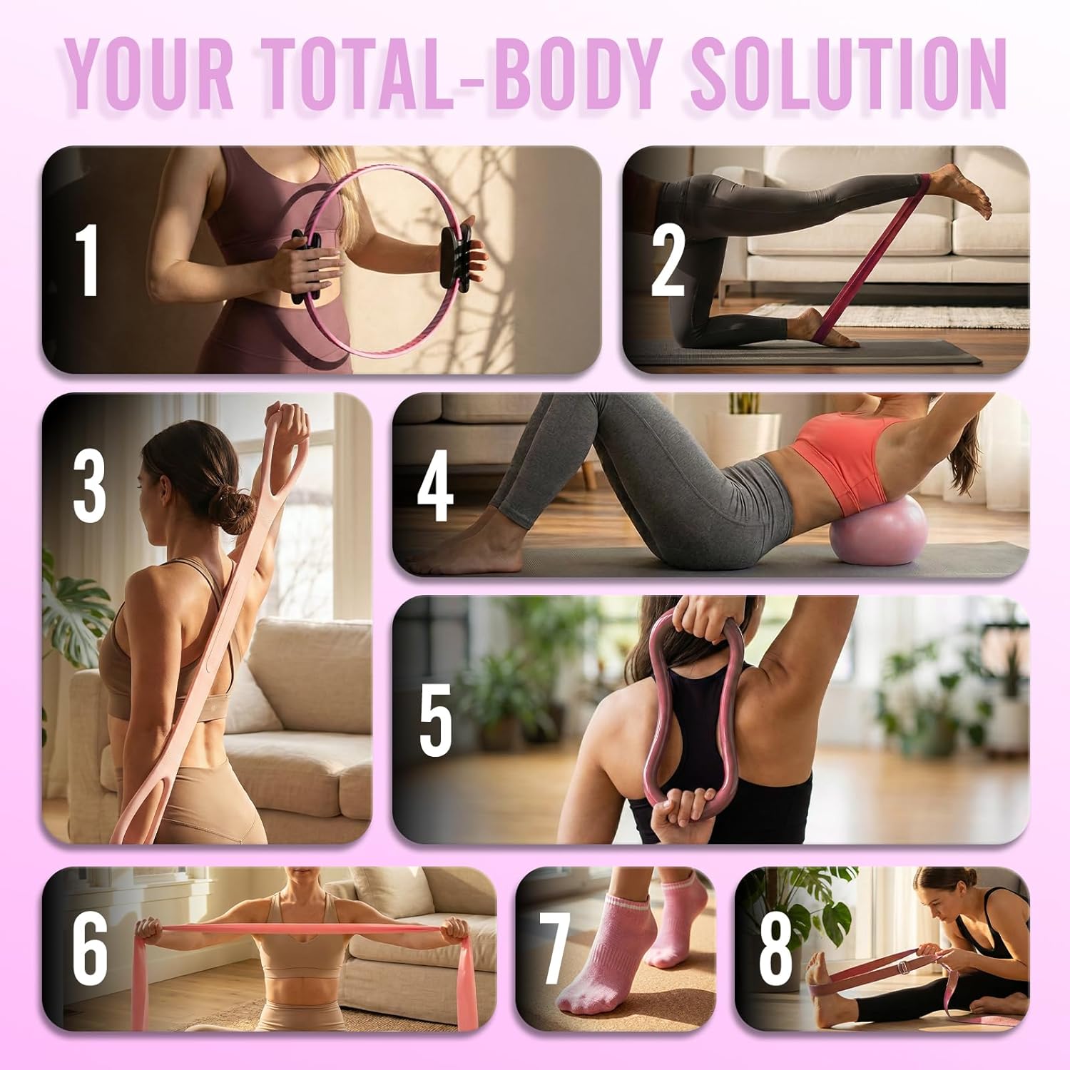 Pilates Ring Kit for Women, Pilates Equipment – 14.5" Home Magic Circle Workout with Pilates Ball, Resistance Bands, Better me Pilates Essentials Starter Set for Beginners Toning Shape Full Body - Image 2