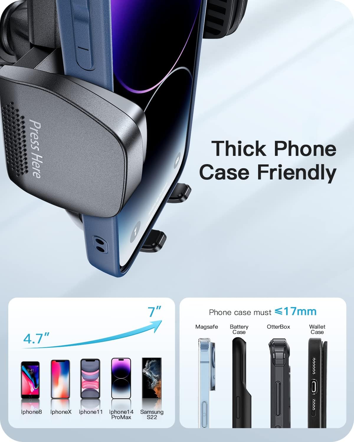 APPS2Car 13" Gooseneck Phone Mount for Car Windshield Dashboard Vent, Cell Phone Holder for Car Truck with Strong Suction Cup, Anti-Shake Stabilizer, One-Hand Operation, Fits Most Smartphones - Image 4