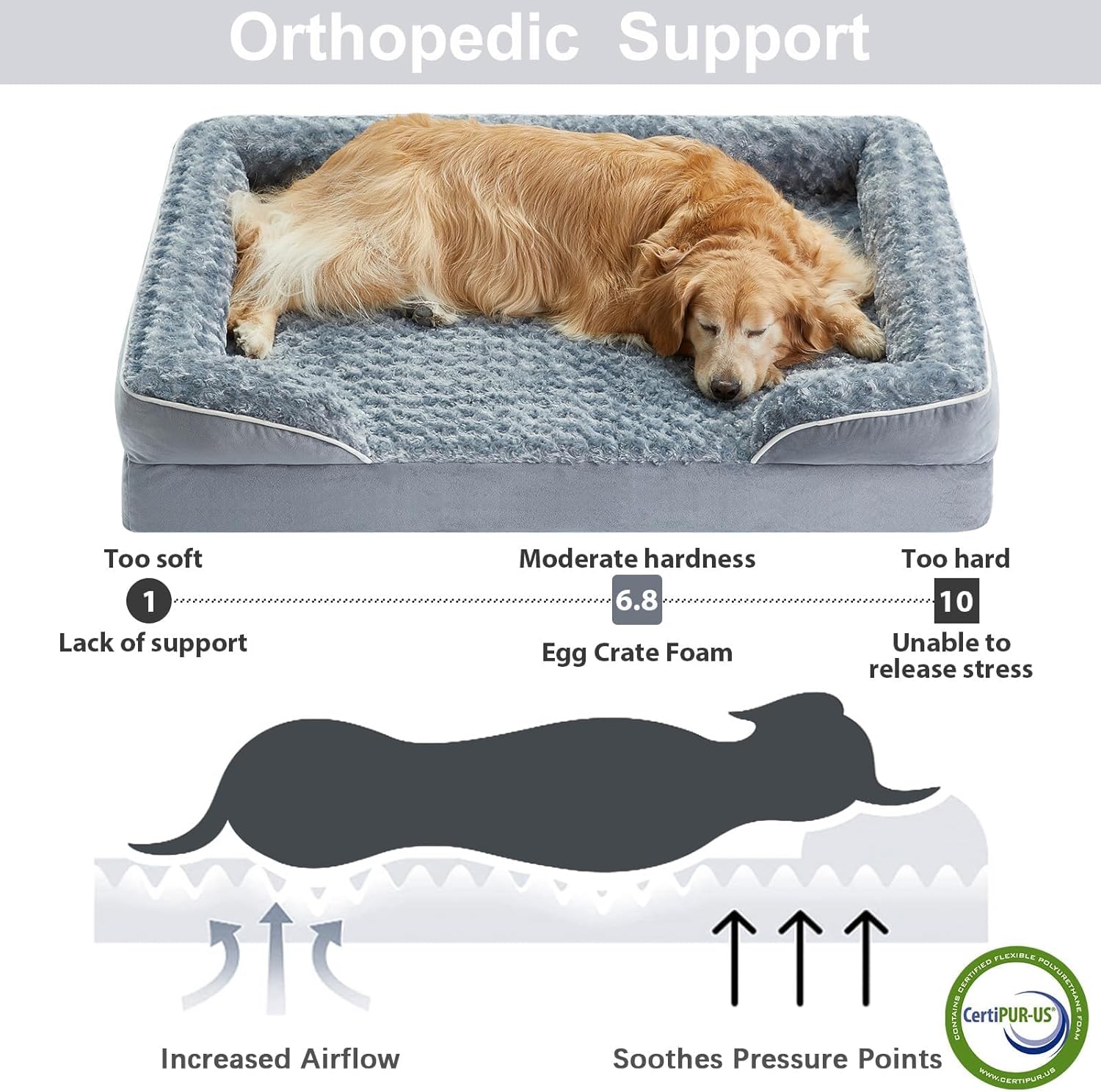 WNPETHOME Dog Beds for Large Sized Dogs, Washable Orthopedic Dog Couch Sofa Bed with Waterproof Lining & Non-Skid Bottom for Pet Sleeping - Image 3