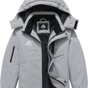Kids Waterproof Ski Jacket Warm Winter Snow Coat Boys and Girls Fleece Hooded Snowboarding Jacket