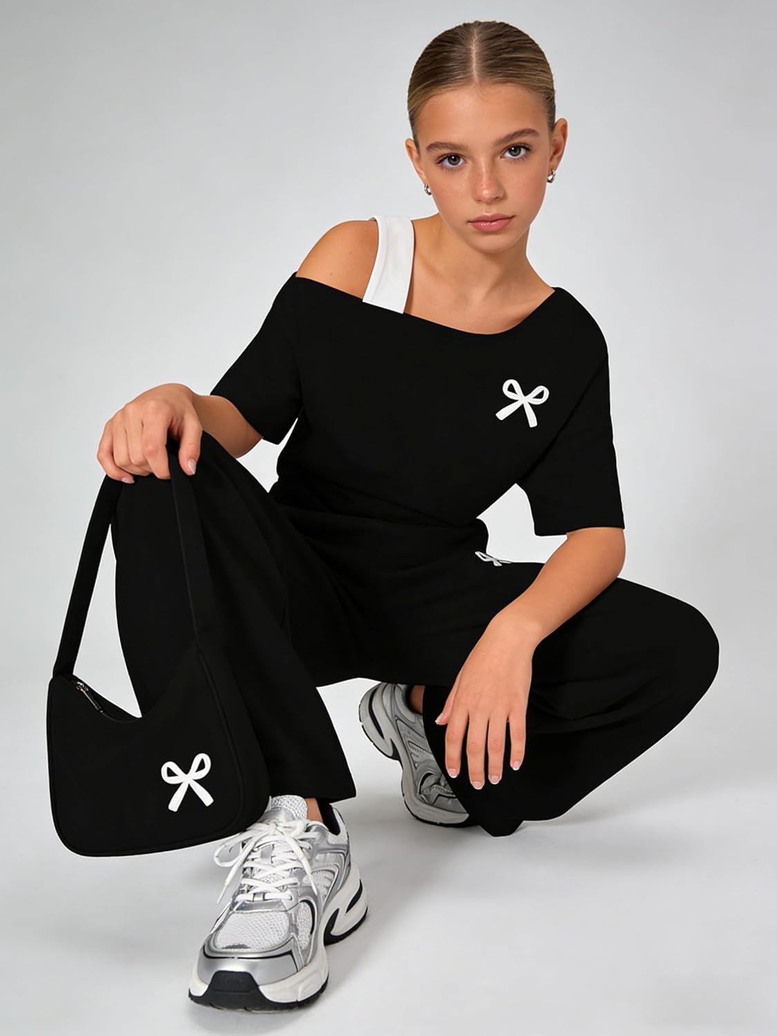 Teen Girls Clothes Off the Shoulder Top and Wide Leg Pants Matching Outfit Set with Pockets Size 7-16 - Image 6