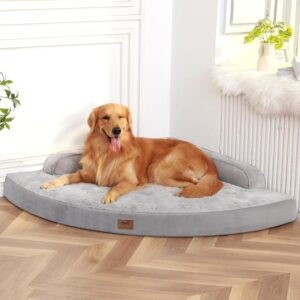 MEKIY Large Dog Bed – XL Orthopedic Egg-Crate Memory Foam Dog Beds with Removable Washable Cover, Waterproof Pet Beds with Non-Slip Bottom, Grey