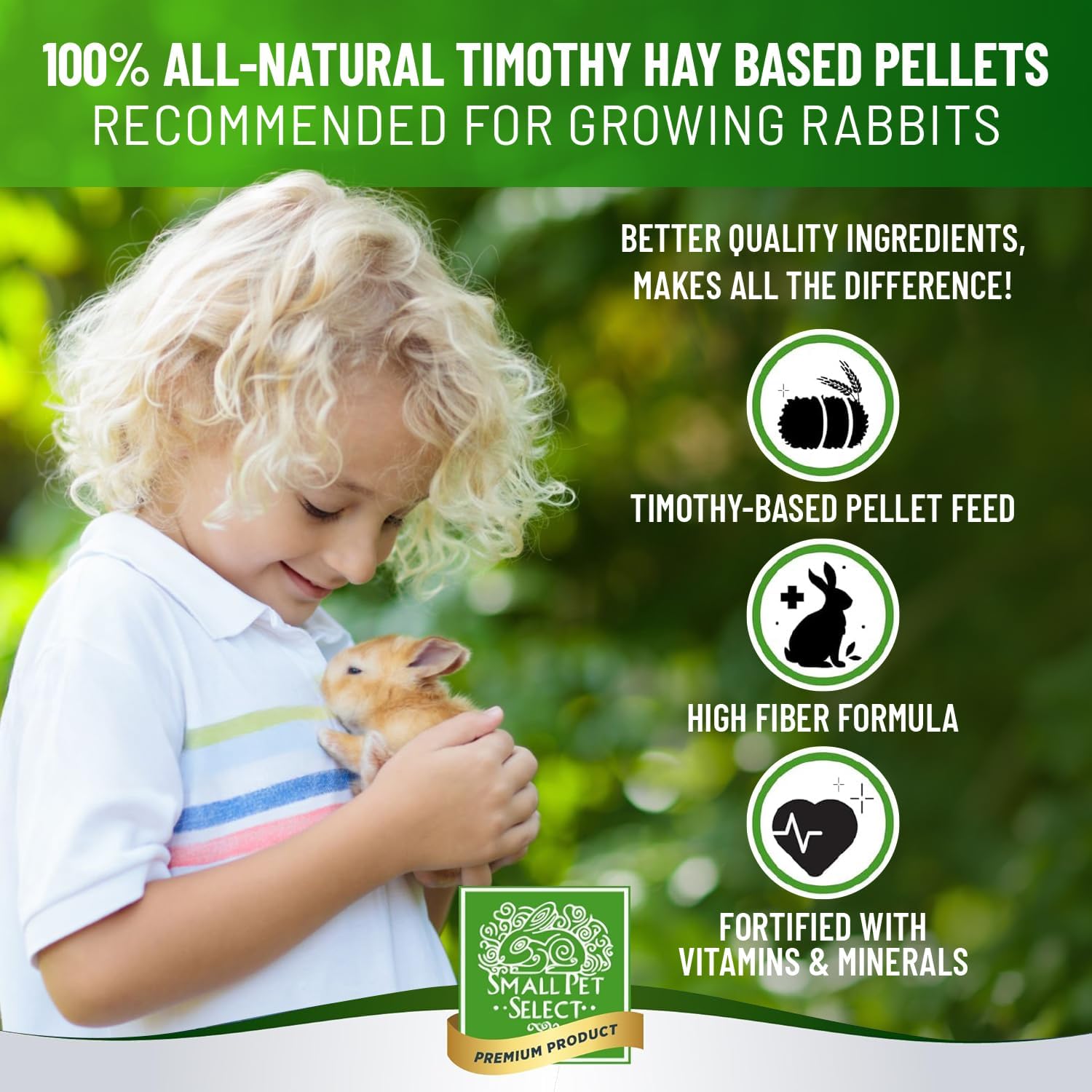 Small Pet Select Young Rabbit Pellet Food, Pellets, Treats for Bunny Rabbits High Fiber Timothy Hay Based Formula, 5lb - Image 3