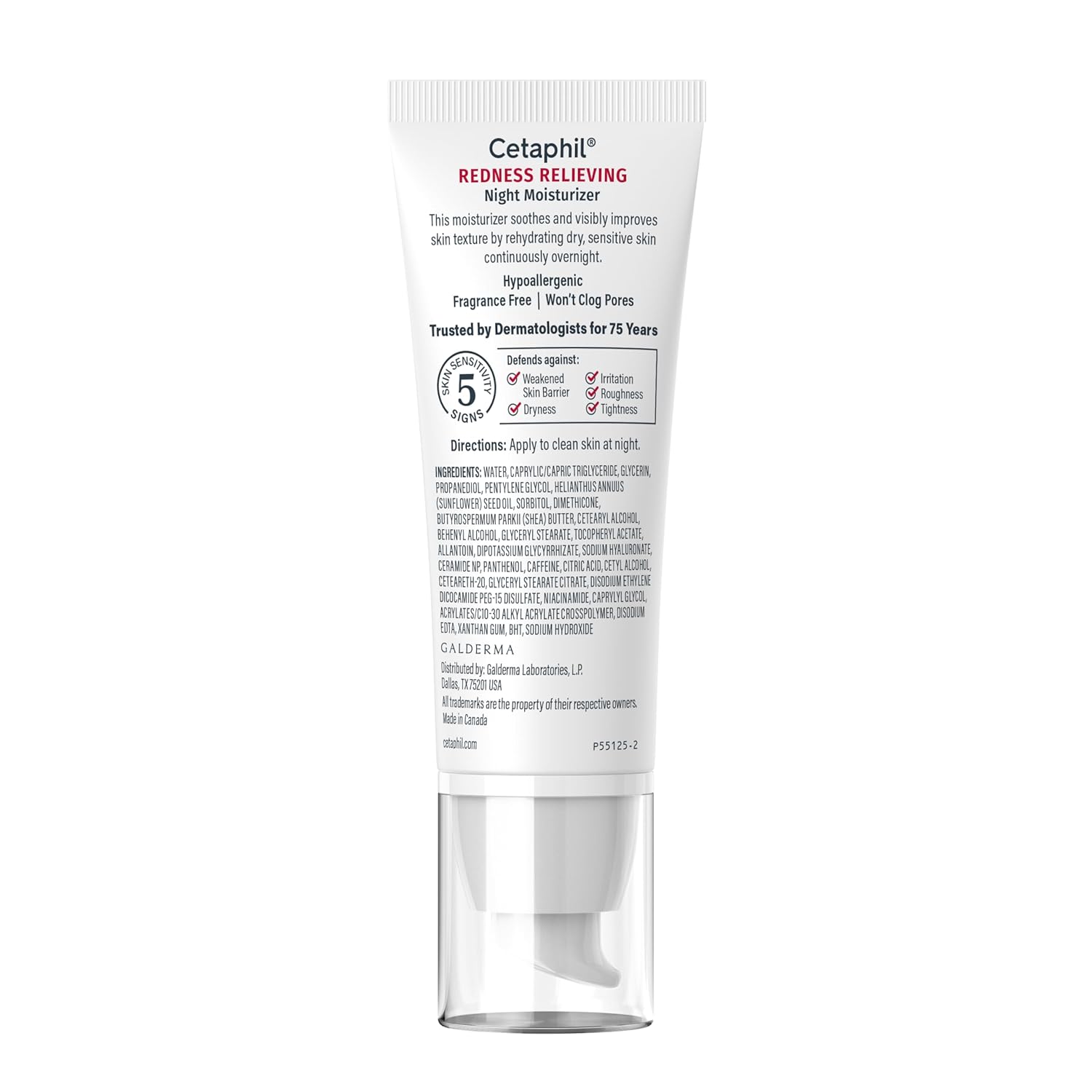 Cetaphil Night Cream, Redness Relieving Night Moisturizer for Face, 1.7 fl oz, For Dry, Redness-Prone Skin, Hypoallergenic, Fragrance Free - Image 9