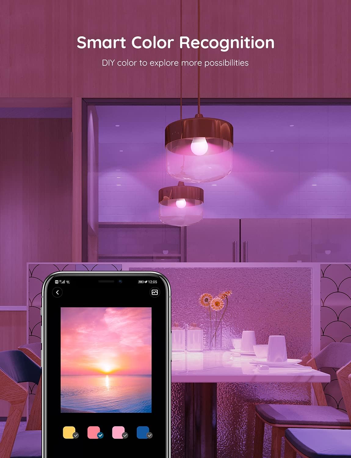 Govee Smart Light Bulbs, Color Changing Light Bulb, Works with Alexa and Google Assistant, 16 Million Colors RGBWW, WiFi & Bluetooth LED Light Bulbs, Music Sync, A19, 800 Lumens, 1 Pack - Image 7