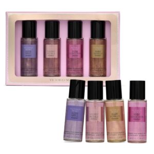 Victoria’s Secret Fragrance Mist Collection 4 Piece Shimmer Mini Gift Set, Assorted Scents