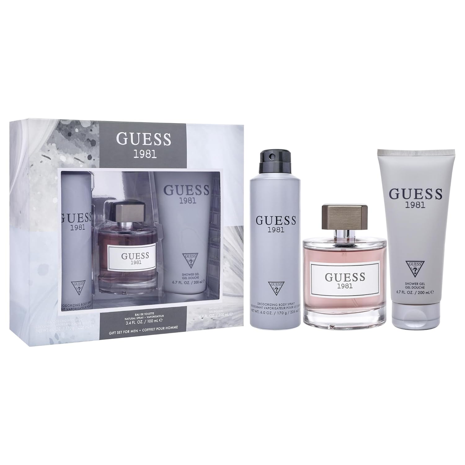 GUESS 1981 Men/Homme Eau de Toilette 3 Piece Gift Set - Cologne Spray 3.4 Fl. Oz., Deodorizing Body Spray 6.0 Oz., & Shower Gel 6.7 Fl. Oz. - Image 3