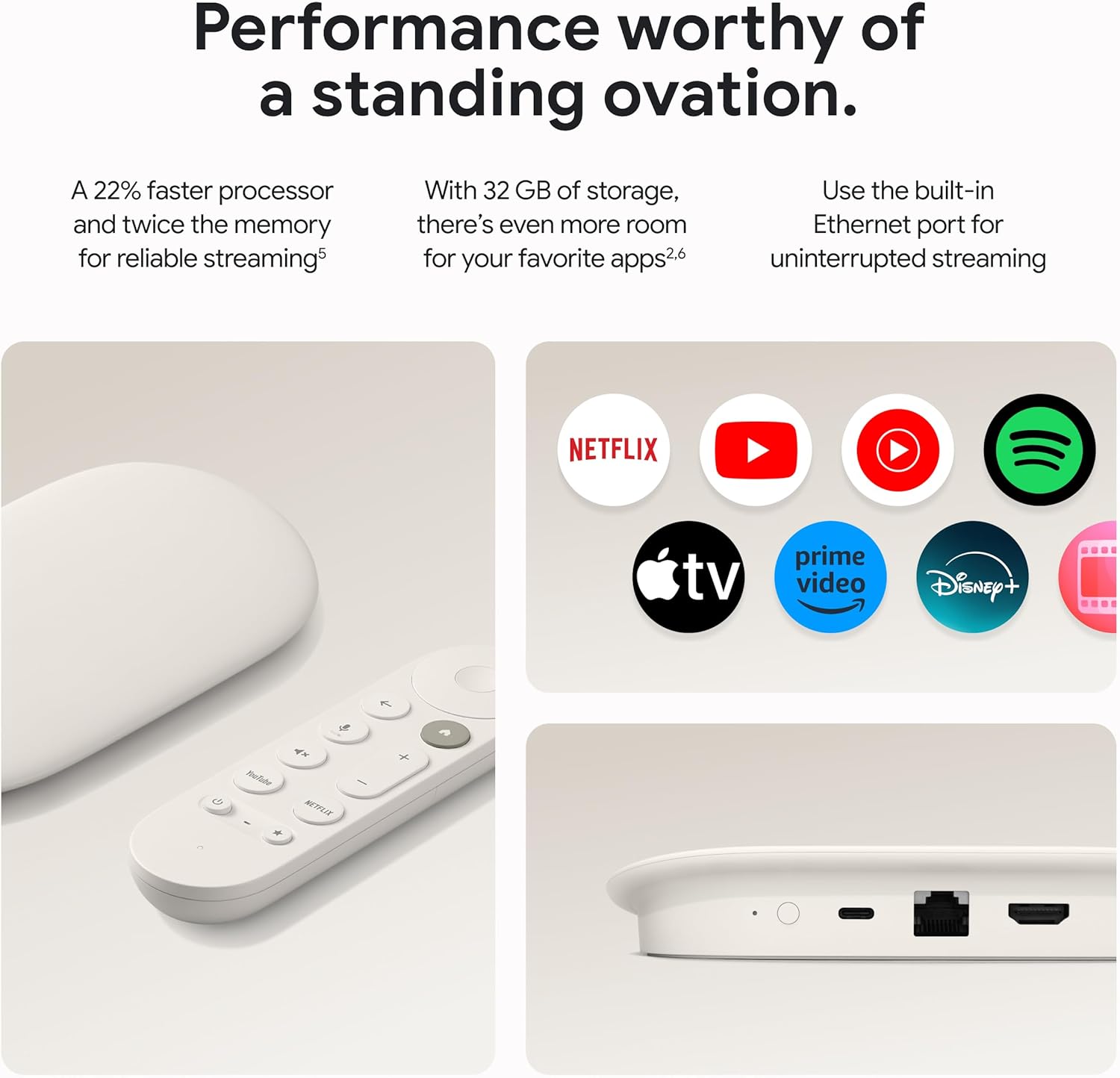 Google TV Streamer 4K - Fast Streaming Entertainment on Your TV with Voice Search Remote - Watch Movies, Shows, Live TV, and Netflix in 4K HDR - Smart Home Control - 32 GB of Storage - Porcelain - Image 4