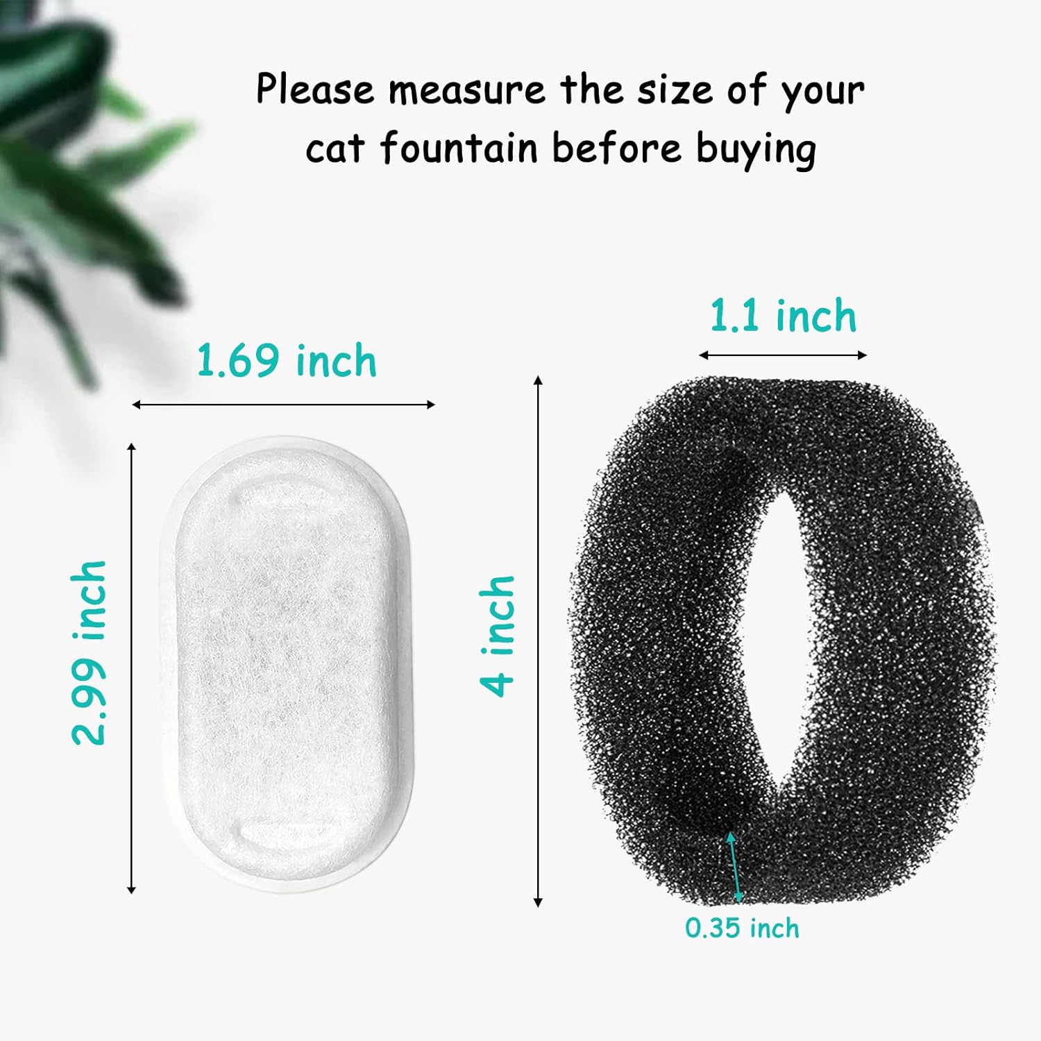 Monsin Cat Water Fountain Filters for Stainless Steel 67oz/2L Adjustable Water Flow Pet Fountain, 4 Pack Pet Replacement Filters with 4 Sponges - Image 2