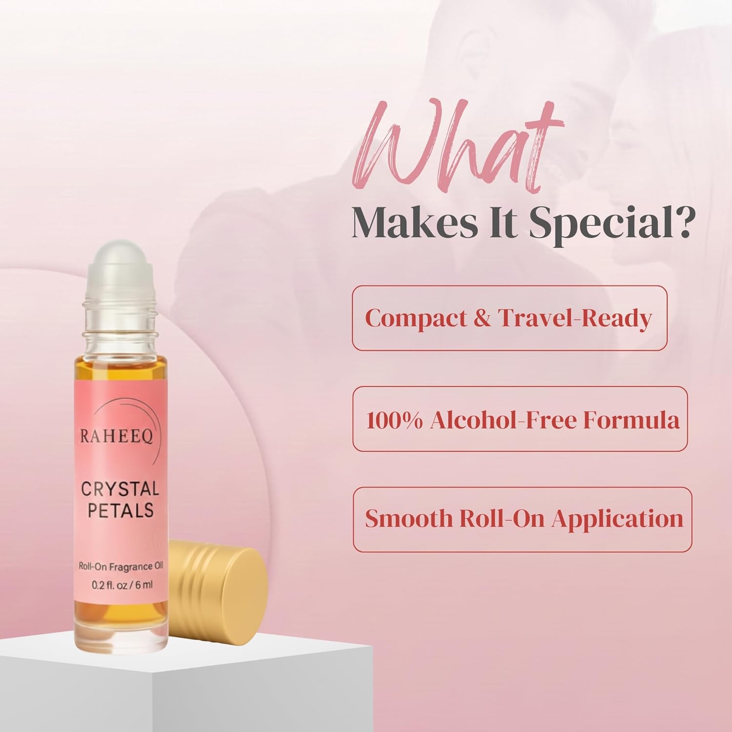 Crystal Petals Perfume Oil – Jasmine & Rose Attar, Concentrated Alcohol-Free Long Lasting Unisex Fragrance, 6ml Roll-On (0.2 fl oz) - Image 2