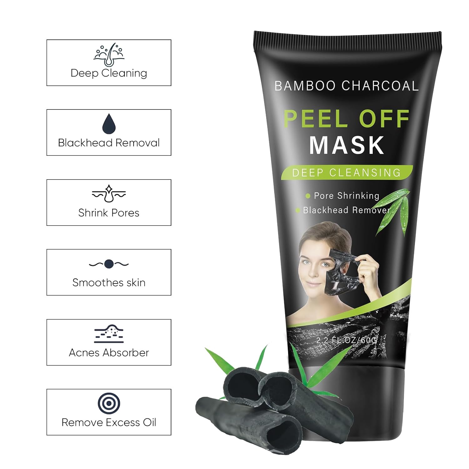 IREV Blackhead Remover Mask, Bamboo Charcoal Peel Off Mask, Charcoal Face Mask for Deep Cleansing, Blackheads, Acne, Dirts, Pores And Skin Oil, Suitable for All Skin Types - Image 5