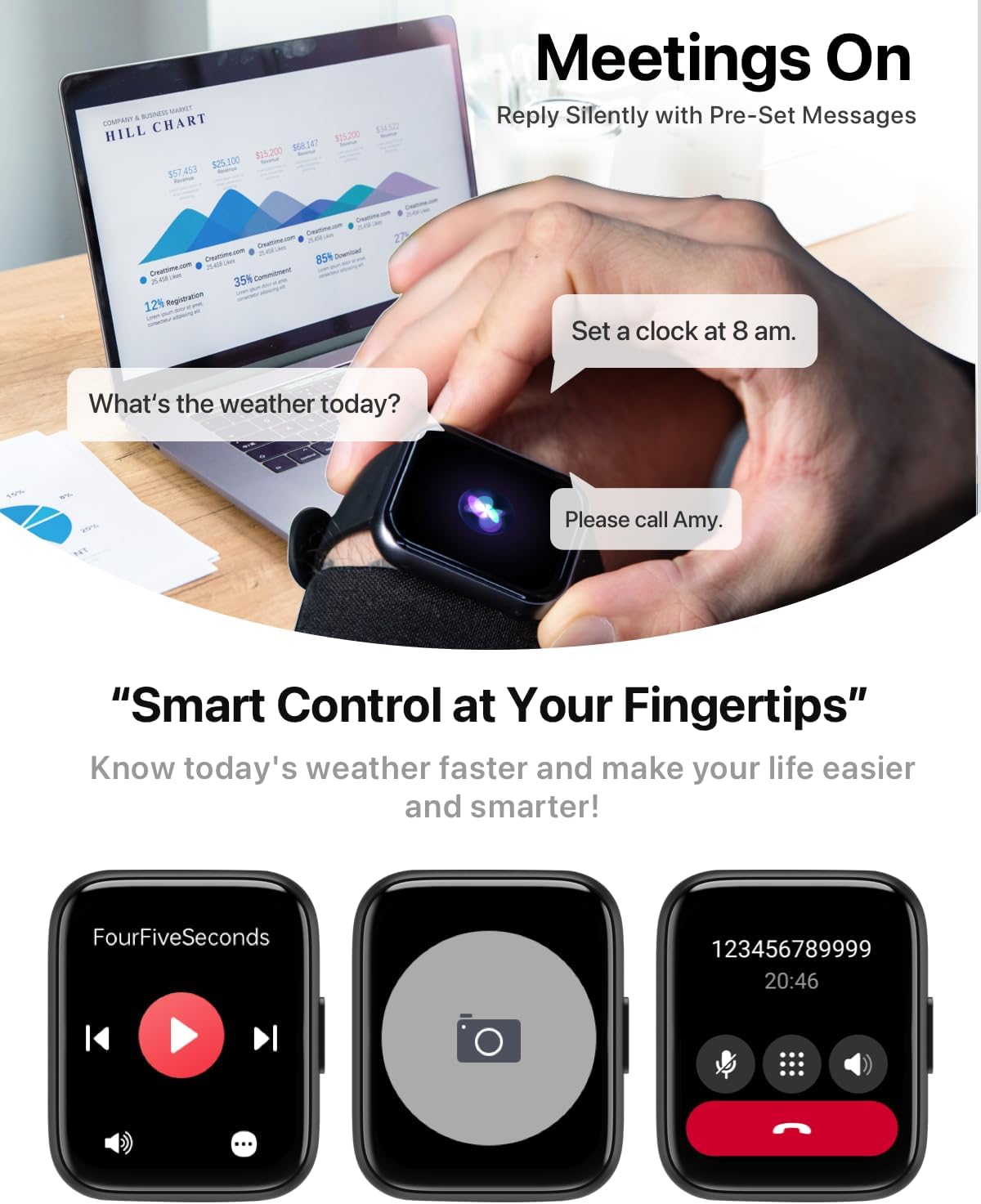 Smart Watch with Alexa Built-in, 1.83" HD Touchscreen Fitness Tracker with Bluetooth Calling, 120+ Sports Modes, Heart Rate/Sleep Monitor, IP68 Waterproof Smartwatch for Android iOS, for Men Women - Image 6