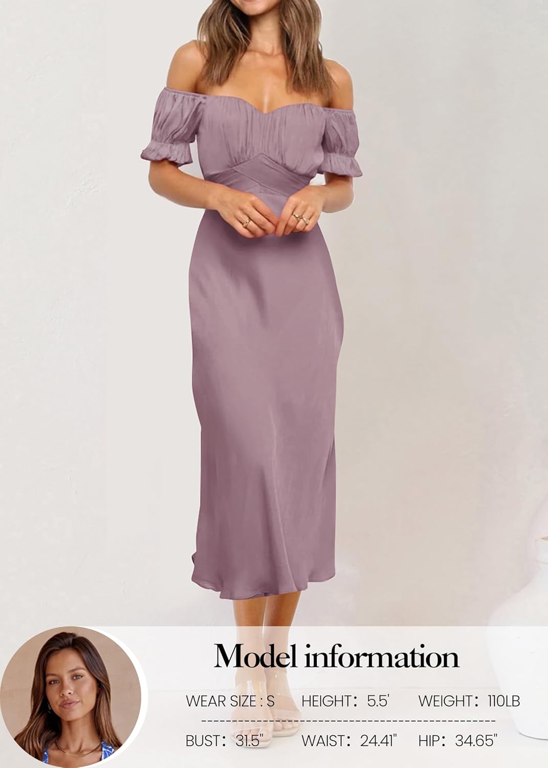 KIRUNDO Women's 2026 Spring Summer Satin Wedding Guest Midi Dress Off The Shoulder Wrap Party Cocktail Formal Prom Dresses - Image 4