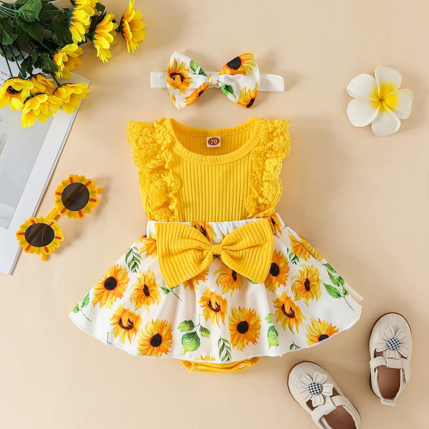 Baby Girl Clothes Newborn Romper Dress Infant Lace Ruffle Sleeveless Summer Outfits with Headband 0-12 Months - Image 8