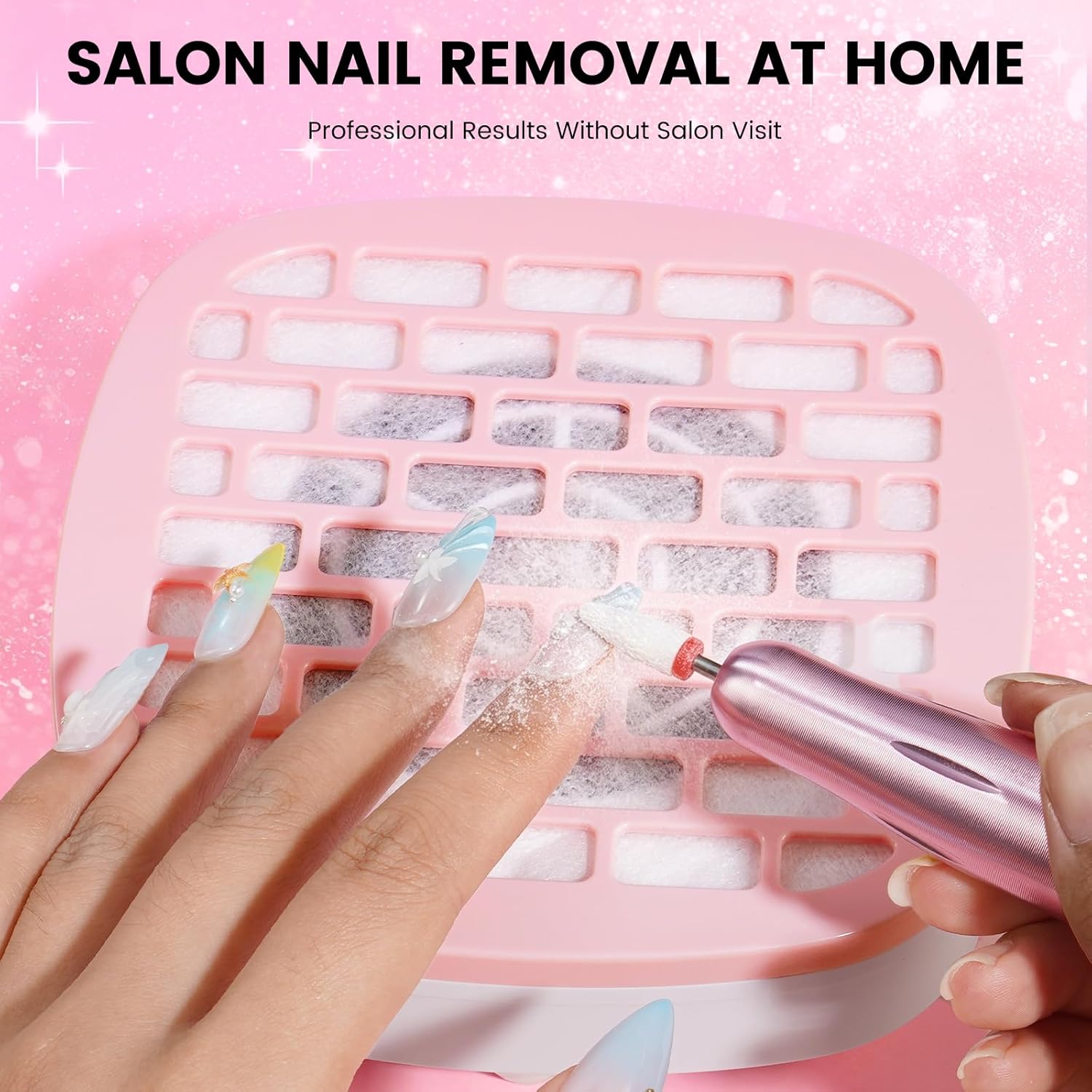 Nail Drill with Dust Collector Kit: 20000RPM Professional Electric Nail File for Acrylic Gel Removal, Manicure Pedicure Polishing, Complete Nail Tool Set in Cosmetic Bag for Home DIY Beginners (Pink) - Image 6