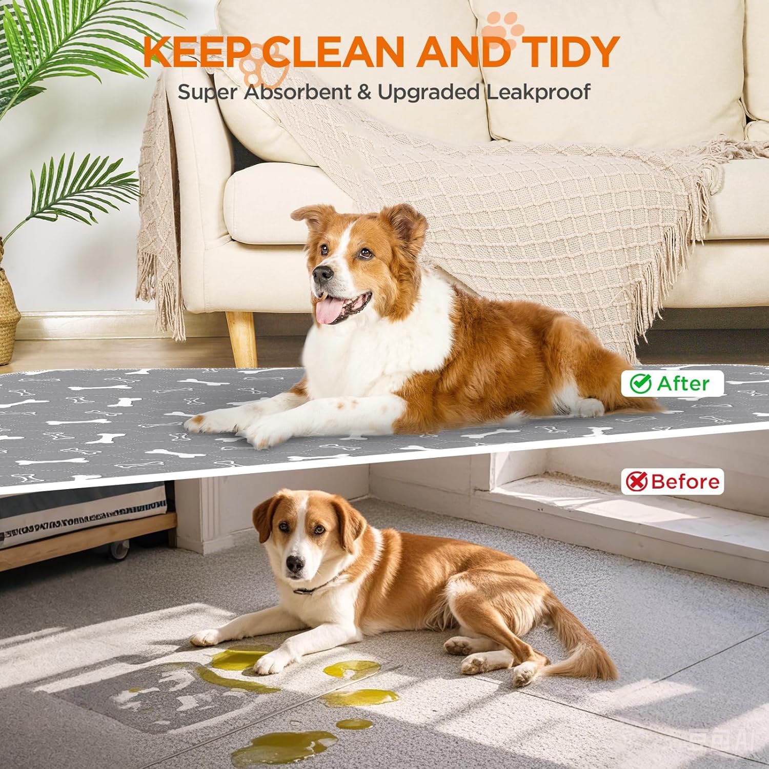 Washable Pee Pads for Dogs, 2Pack Reusable Puppy Pads, Fast Absorbent Dog Pee Pads for Crate Pet Training Pads, Waterproof Whelping Pads for Dogs Bed Mat Crate Indoor (Grey, 18x24) - Image 7