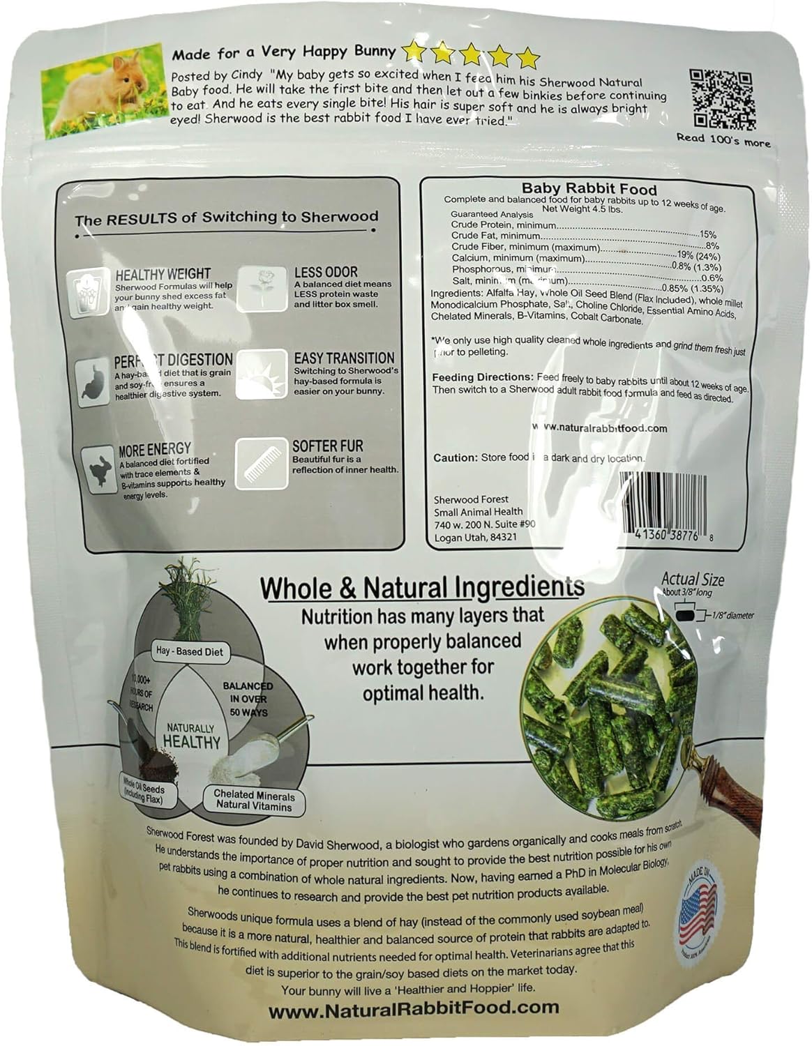 Sherwood Baby Rabbit Food. Hay-Based Pellet. No Wheat, Corn, or Soy for Better Digestion. 4.5 lbs - Image 2