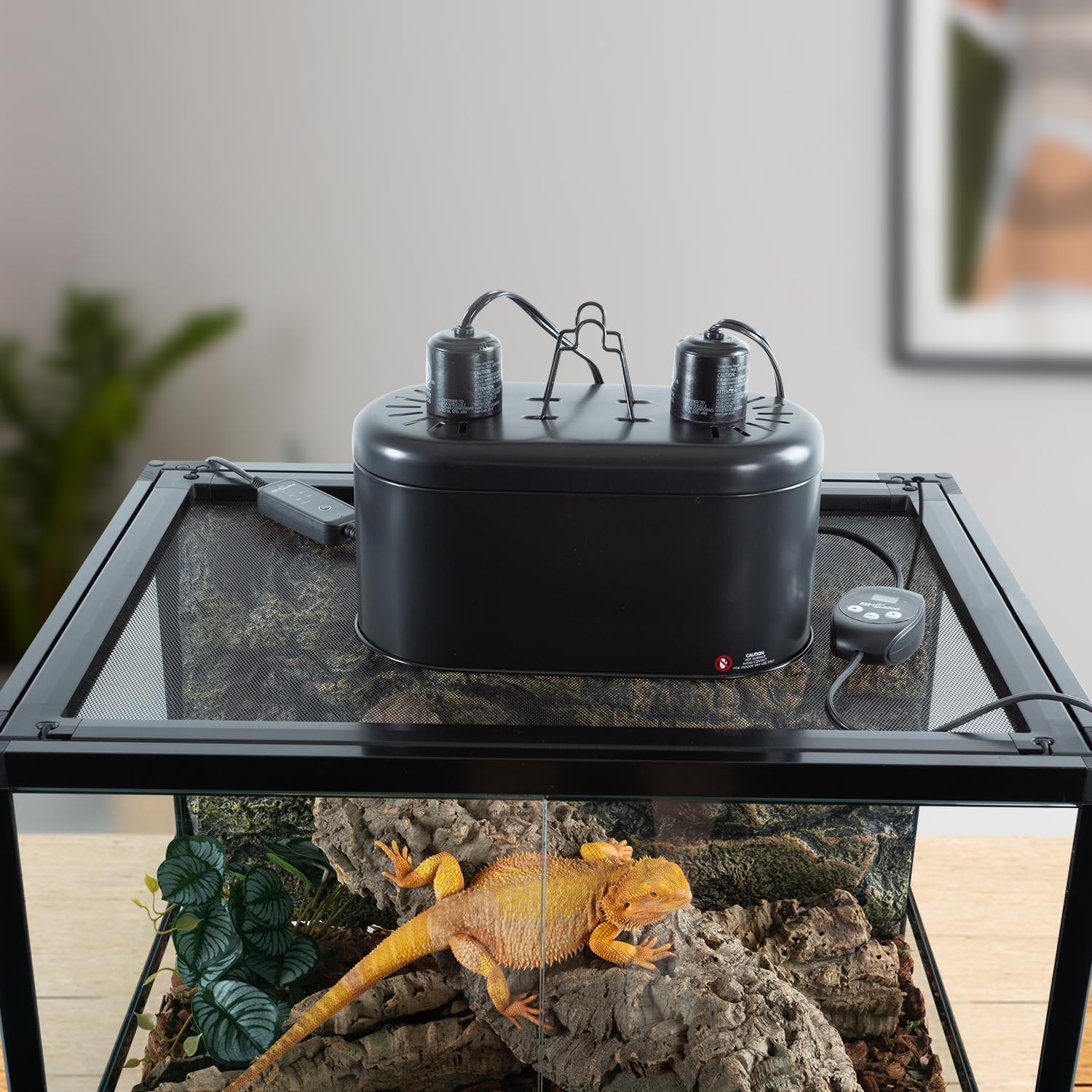 REPTI ZOO Dual Reptile Light Fixture with Dimming Thermostat and Timer, Deep Dome Lamp Fixture with Independent Reptile Dimming Thermostat Heat Bulb Temperature Controller and Timing Function - Image 9