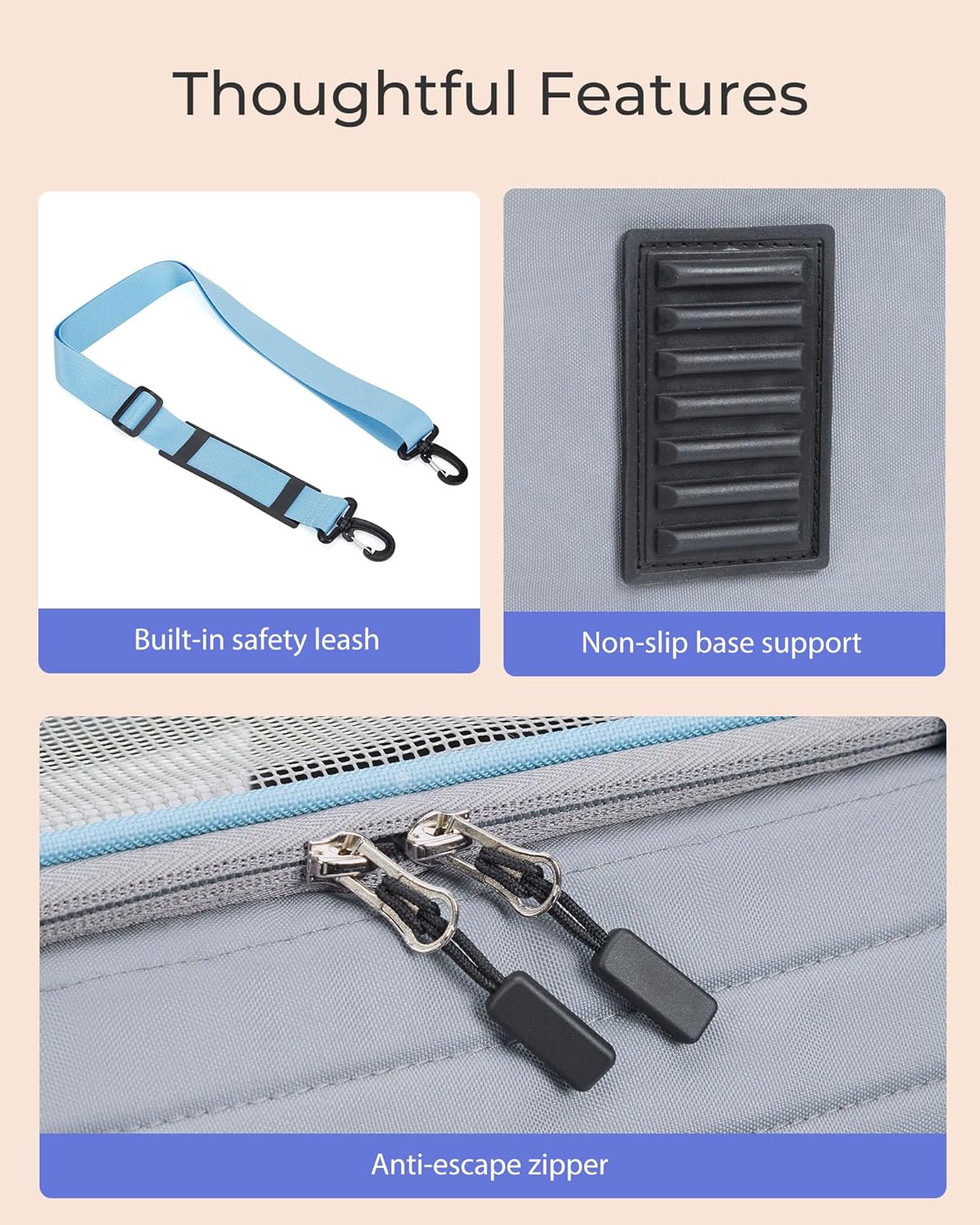 Top-Expandable Pet Carrier: NOBLE DUCK Airline Approved Pet Travel Bag for Cats/Dogs Up to 20 Lbs | Soft-Sided, Multi-Sided Breathable with Anti-Escape Zipper & Privacy Curtain to Reduce Stress - Image 6