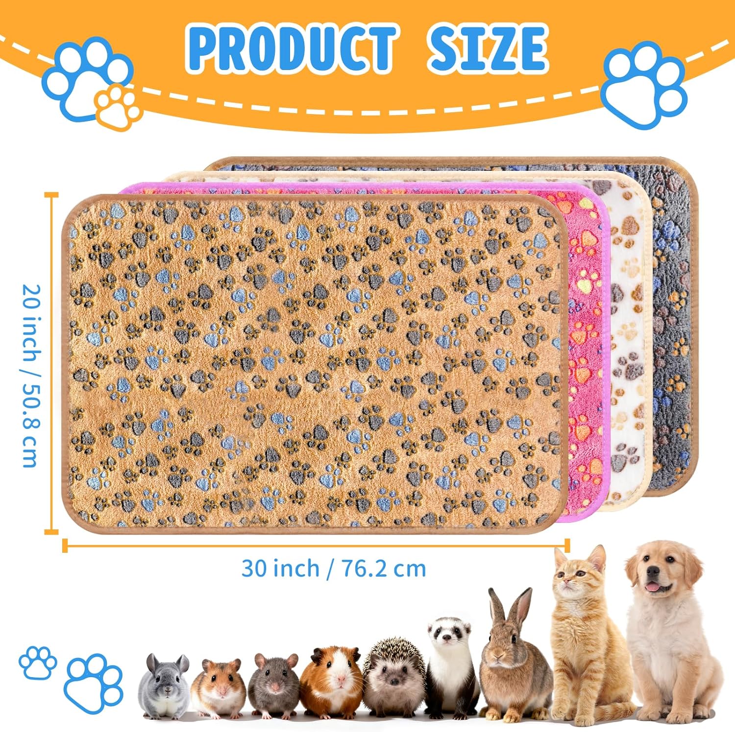 8Pack Soft Guinea Pig Bedding Blankets Washable Small Animal Fleece Cage Liners Reusable Pet Pee Pad Sleep Mat Pad Cover for Hamster Chinchilla Rabbit Hedgehog Dog Cat Essentials (20×30 Inch) - Image 2