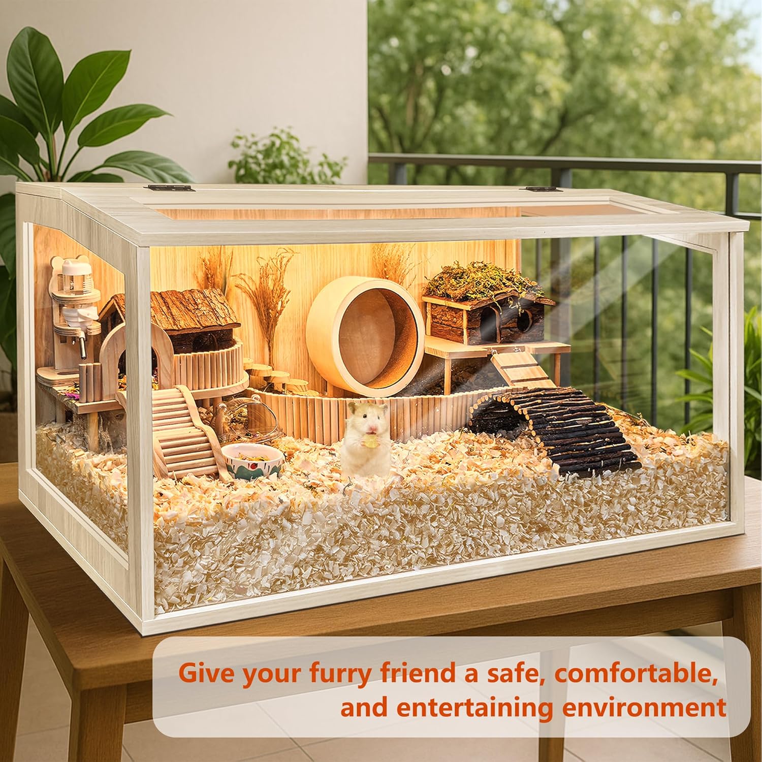 Prolee Hamster Cage Chewproof Wooden 40 Inch Guinea Pig Cages Mice and Rat Habitat Openable Top with Acrylic Sheets Solid Built - Image 6