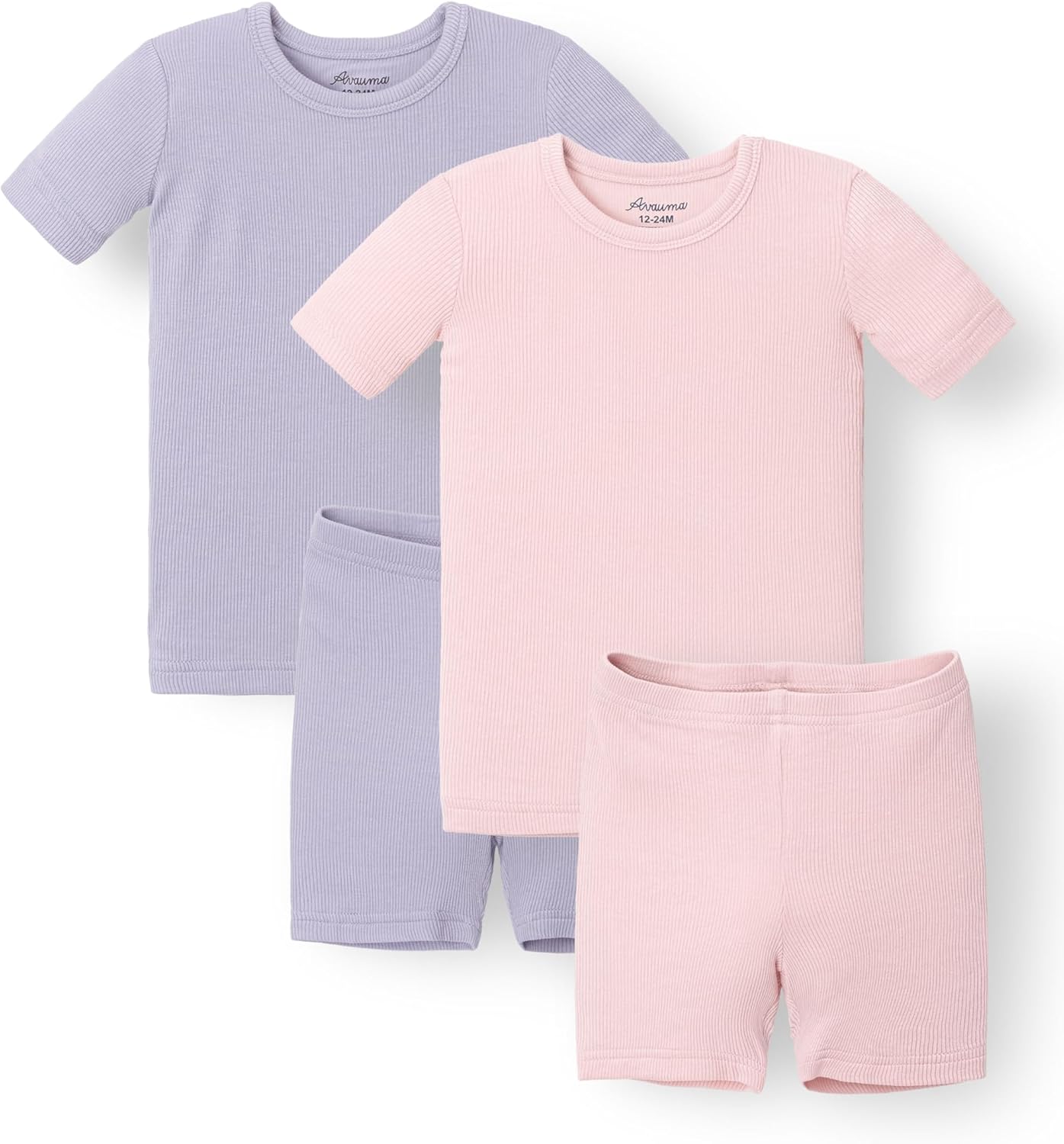 AVAUMA Toddler Short Pajamas Set Baby Boys Girls Kids Snug fit Ribbed Sleepwear pjs for Daily Life Style