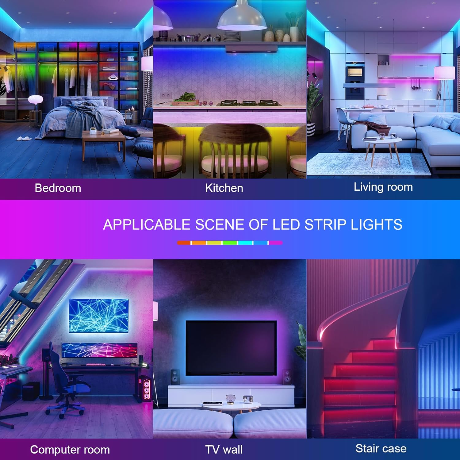 HBOWMDJIA 100ft Led Lights for Bedroom, Led Strip Lights Music Sync Corlor Changing, Led Light Strip with Remote & App Control RGB Strip, Led Lights for Room Dorm Home Classroom Ceiling Decor - Image 4