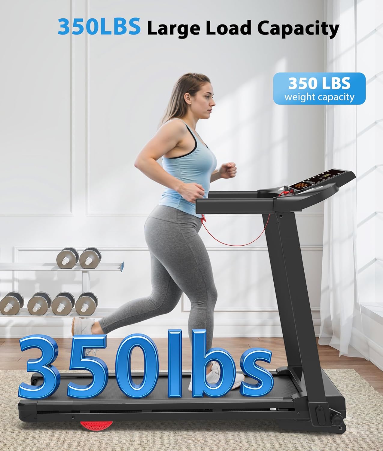 CIIHI Treadmill with 18% Auto Incline - 350 LBS Capacity Foldable Treadmill with Incline and App - Walking Running Machine for Home - Image 7