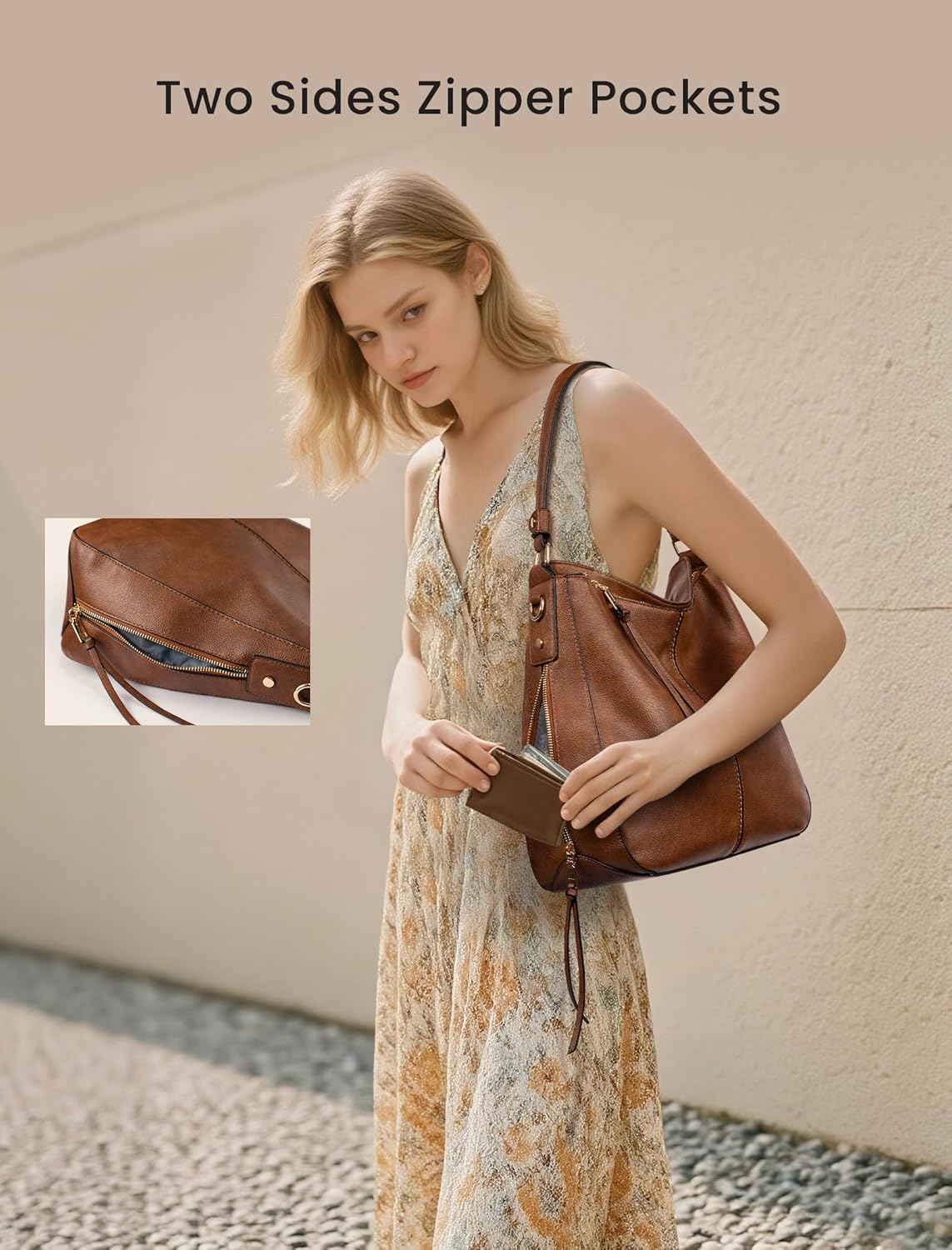 Realer Hobo Crossbody Bags for Women Designer Faux Leather Hobo Handbags Retro Large Size Shoulder Bag Bucket Purse - Image 5