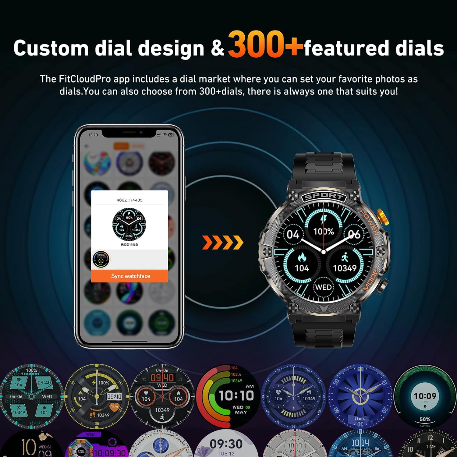 Military Smart Watch for Men 1,43" HD AMOLED Display(Answer/Make Call) 420mAh Battery Smart Watches IP68 Waterproof for Android/iOS 100+Sports Modes/Heart Rate/Sleep Silver - Image 8