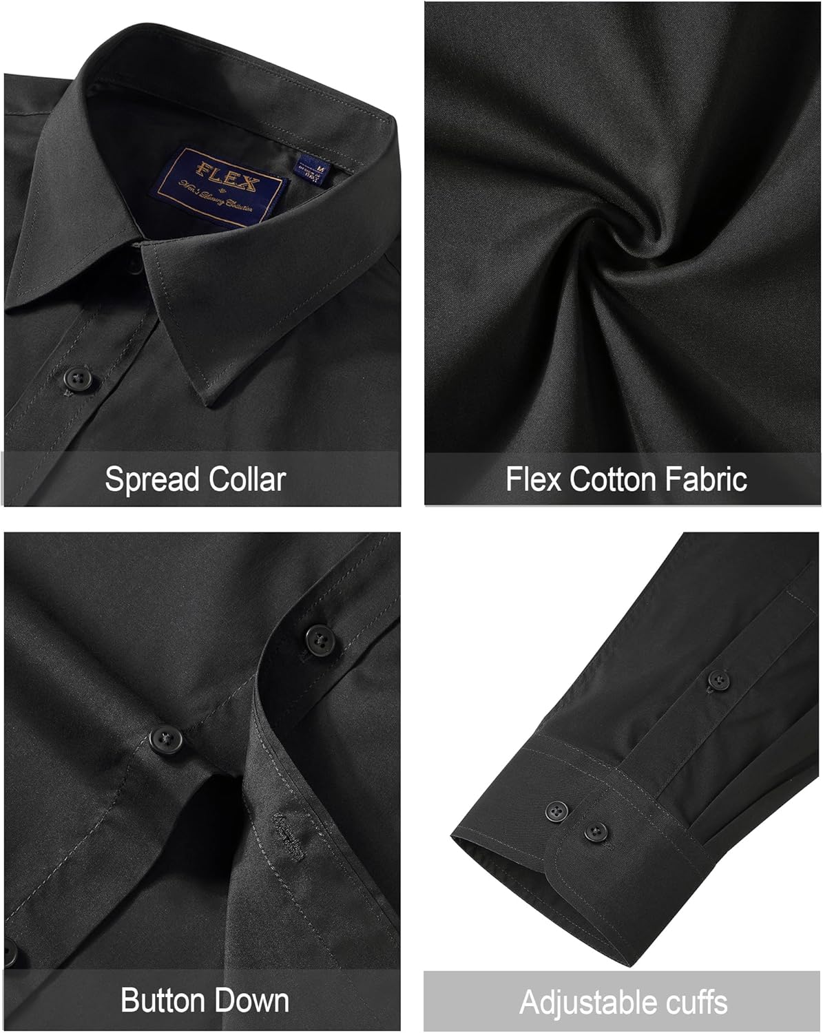 J.VER Men's Dress Shirts Stretch Stain Shield Long Sleeve Solid Formal Shirt Business Casual Button Down Shirts - Image 5