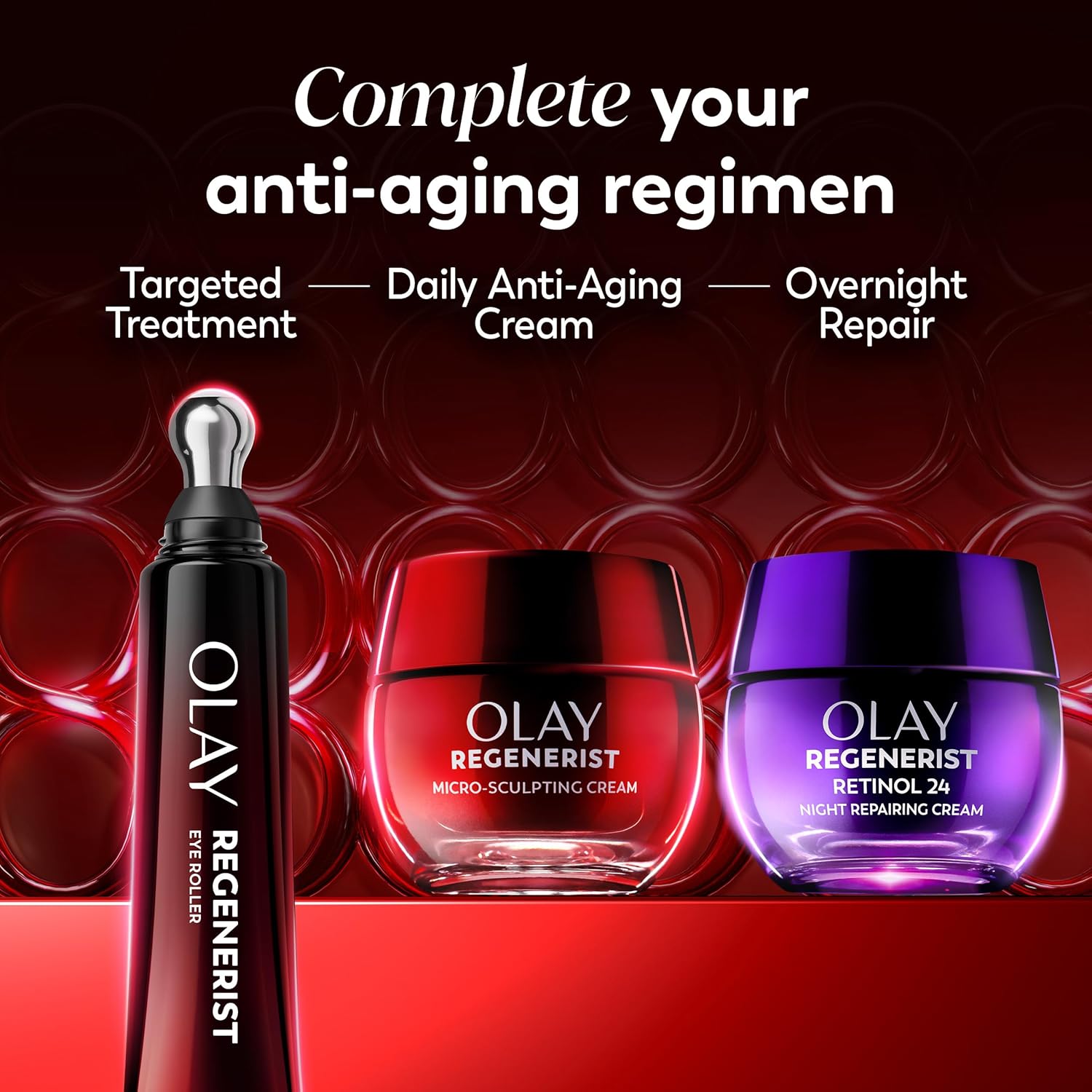 Olay Regenerist Under Eye Cream Roller, Eye Wrinkle Cream, Crows Feet & Bags Treatment, Anti-Wrinkle, Anti-Aging Serum, Fragrance-Free, Hexa-Repair Peptide & Bakuchiol, 0.7oz - Image 10