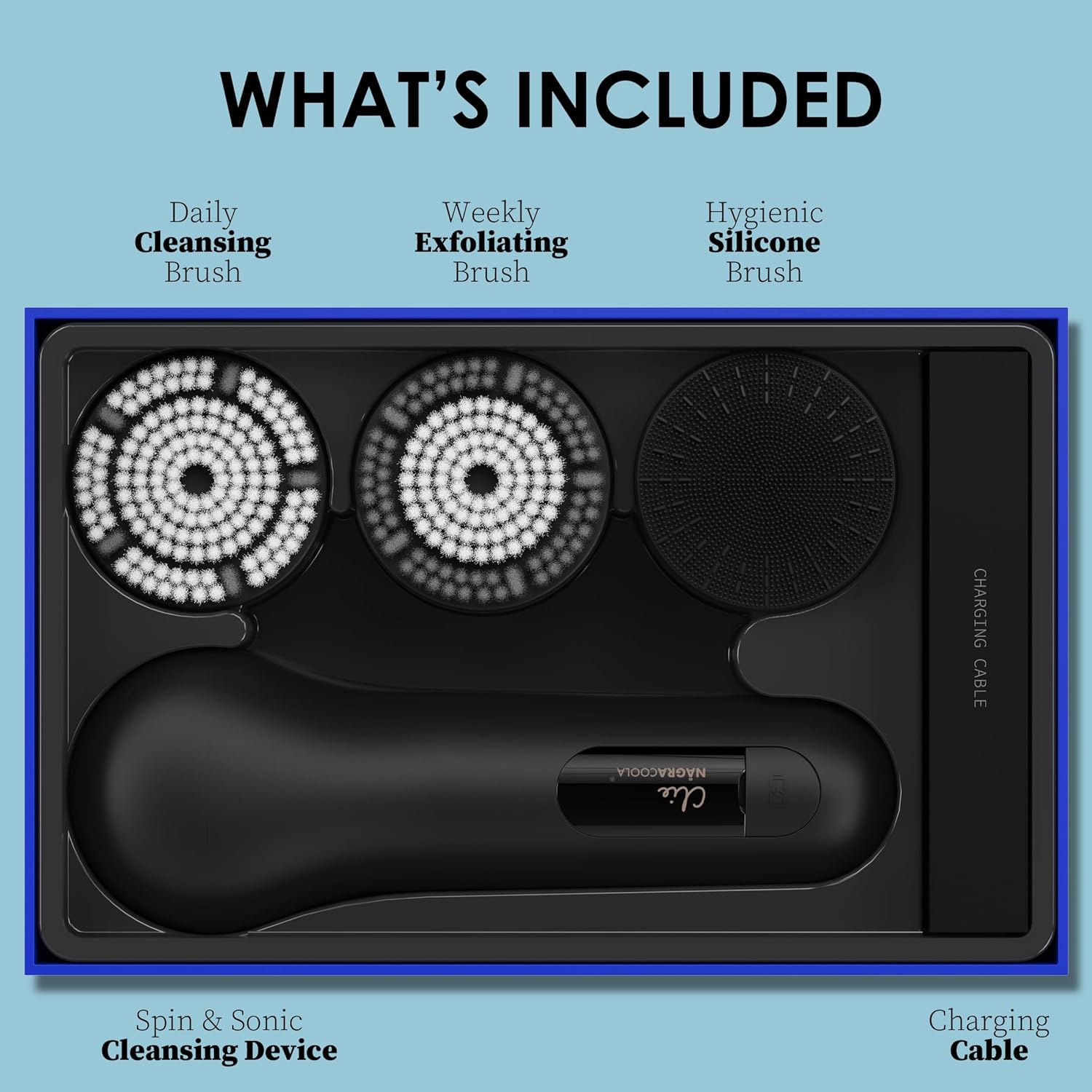 Premium Facial Cleansing Brush,Waterproof Face Scrubber,Spin & Sonic Modes with 3 Intensities,Magnetic 3-Head System for Deep Pore Cleaning, Gentle Exfoliation & Sensitive Skin Care - for Women & Men - Image 7