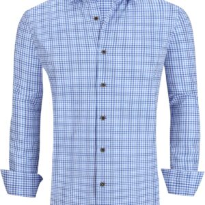 Alex Vando Mens Button Down Shirts Wrinkle Free 4-Way Stretch Print Business Casual Shirt