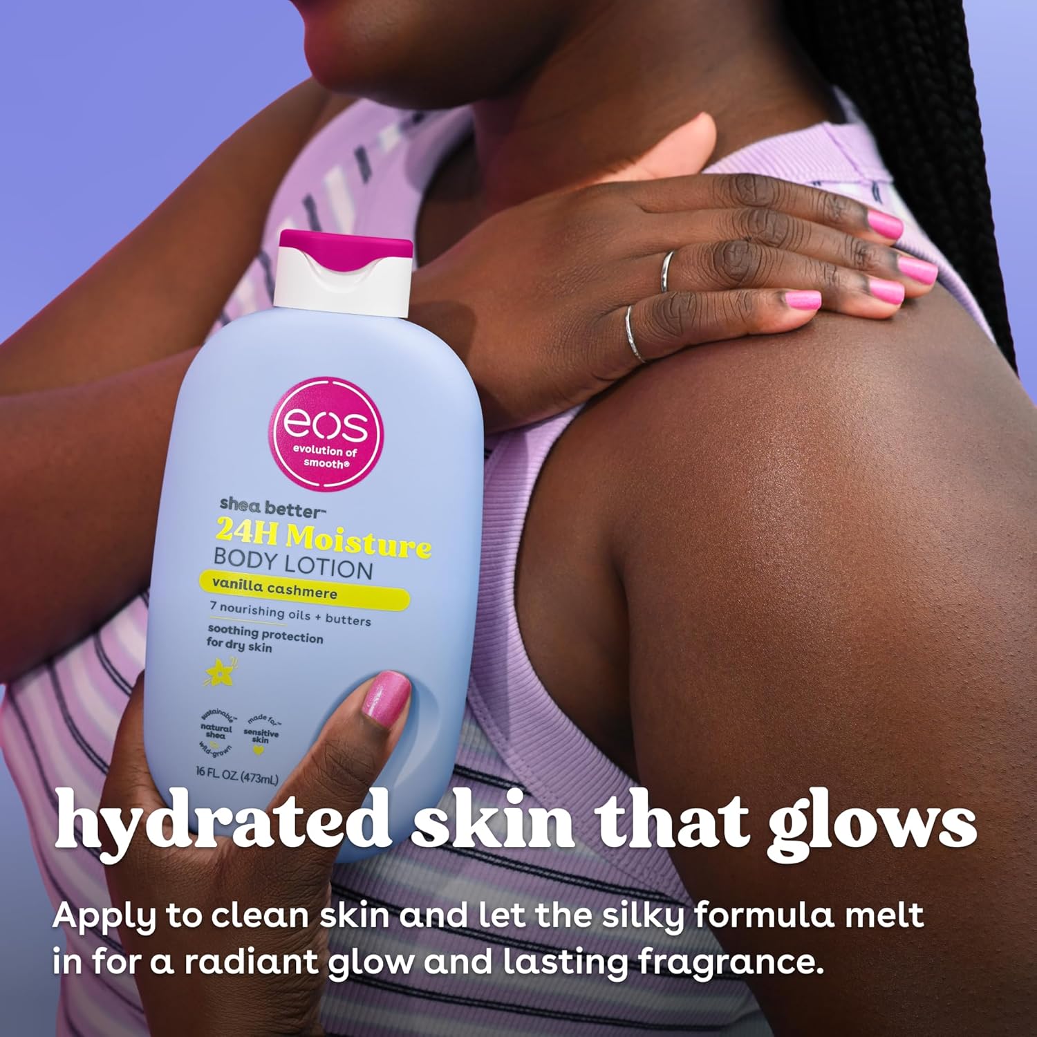 eos Shea Better Body Lotion Vanilla Cashmere, 24-Hour Moisture Skin Care, Lightweight & Non-Greasy, Natural Shea, Vegan, Vanilla Body Lotion, 16 fl oz - Image 7