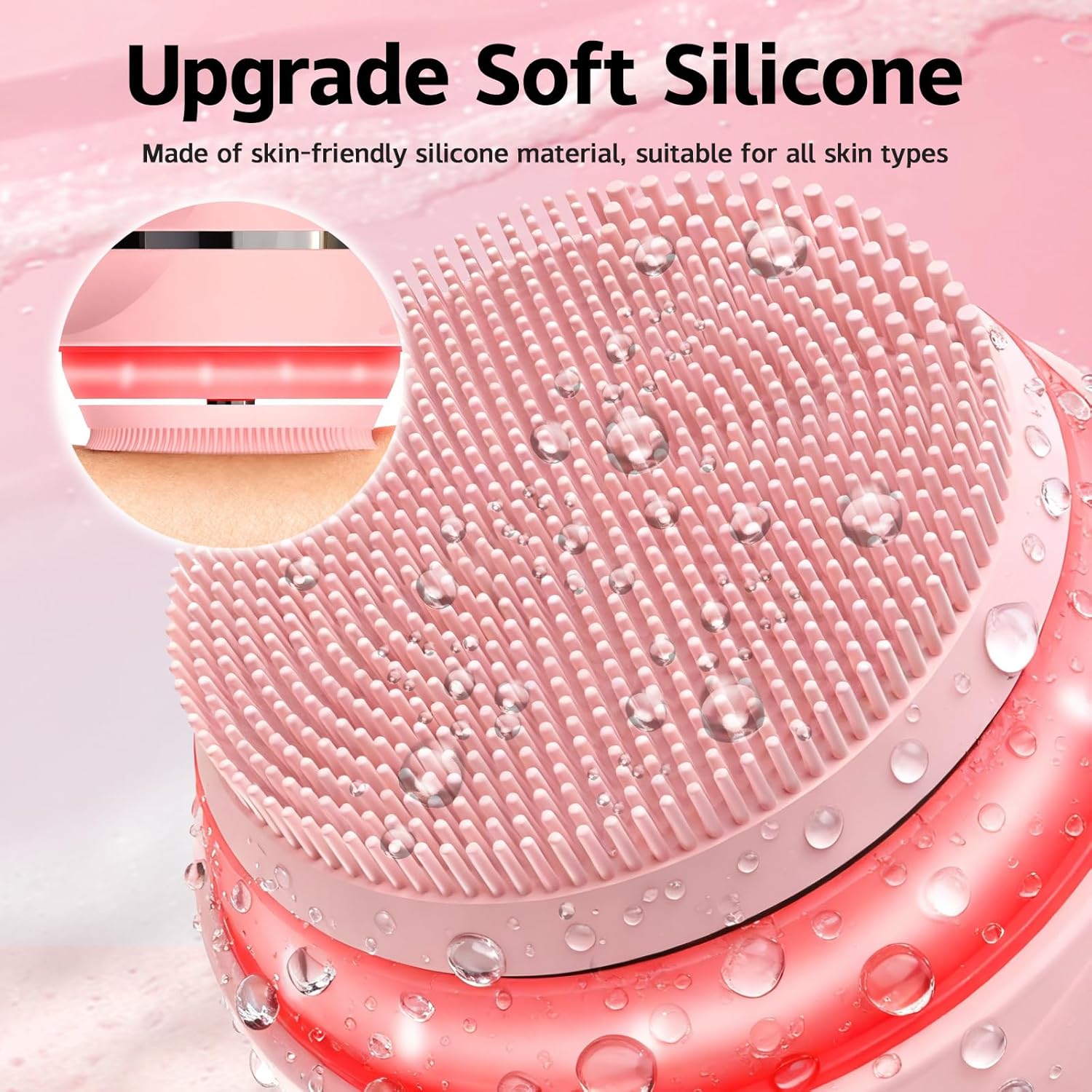 Face Cleansing Brush, Waterproof Silicone Facial Cleansing Brush, 6 Modes, 3 Light Effect, Rechargeable Electric Exfoliator Deep-Clean Scrubber for Women and Men - Image 7
