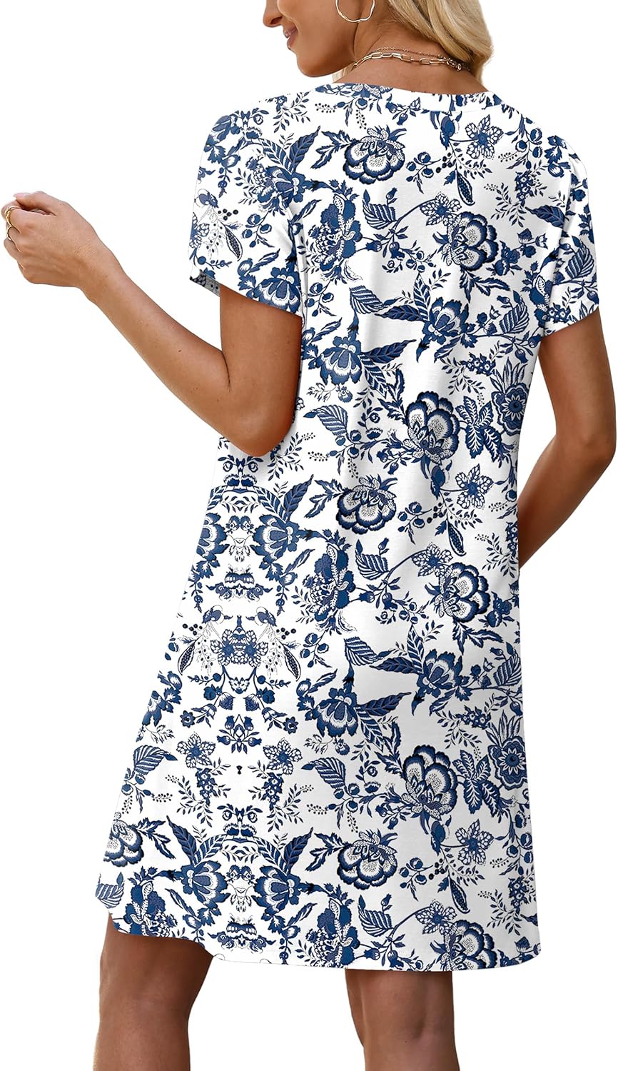 OFEEFAN Womens Summer Dresses 2026 Tulip Petal Short Sleeve Crew Neck Casual Dresses with Pockets S-3XL - Image 5