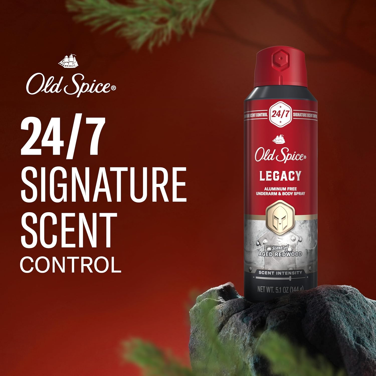 Old Spice Aluminum Free Body Spray for Men, 24/7 Signature Scent & Lasting Freshness, All-Day Odor Protection, Easy Application, Legacy with Coconut, Pine & Cedar Scent, 5.1 oz - Image 3