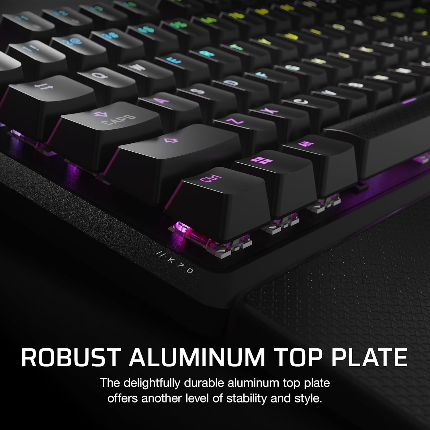 CORSAIR K70 CORE RGB Mechanical Wired Gaming Keyboard with Palmrest – Pre-Lubed MLX Red Linear Switches, SOCD, ABS Double-Shot Keycaps, Sound Dampening, Media Control Dial, QWERTY NA – Black - Image 6
