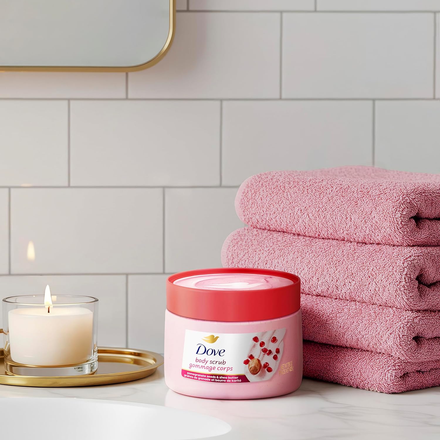 Dove Pomegranate & Shea Butter Body Scrub Exfoliates and Deeply Nourishes for Smooth, Radiant Skin 15 oz - Image 7