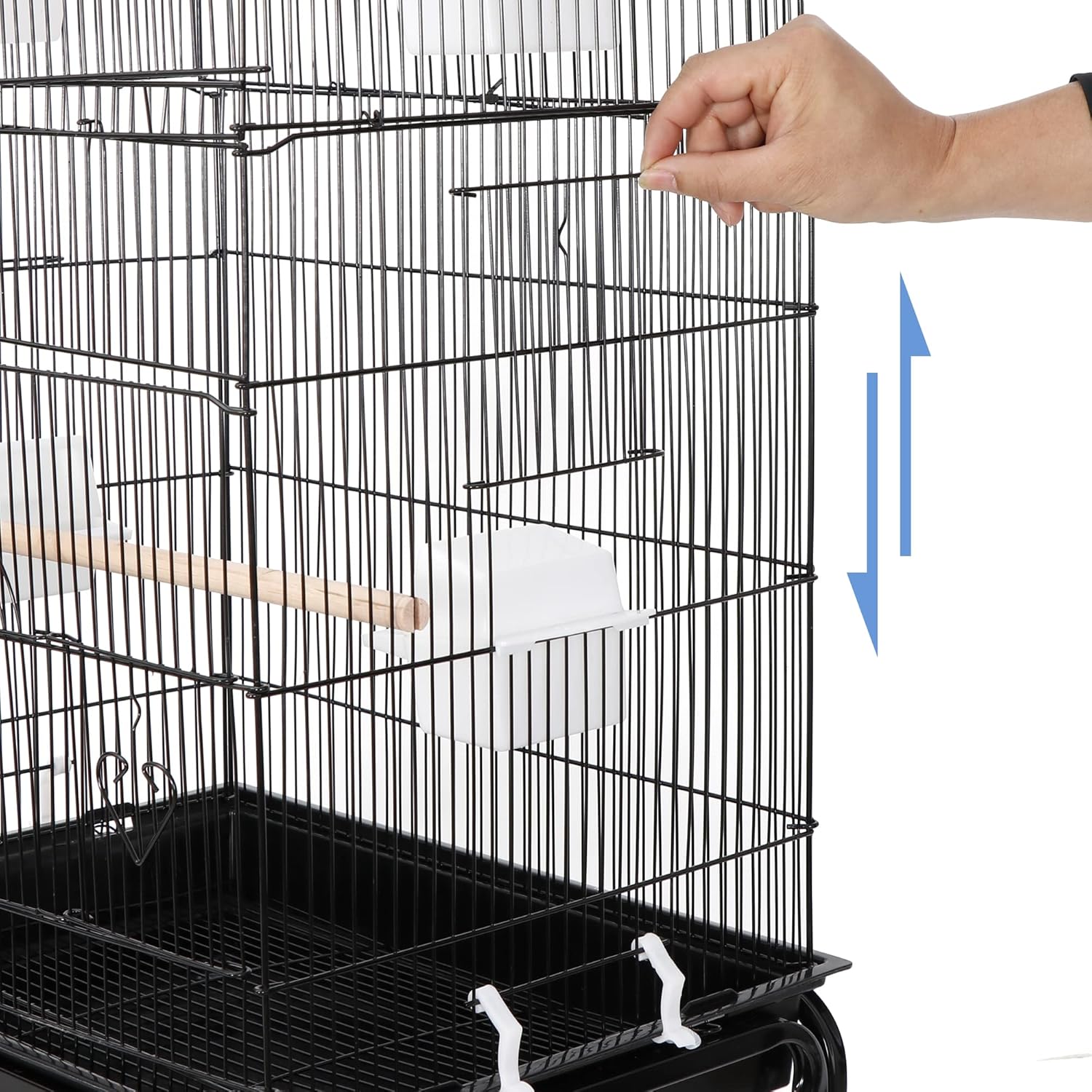 ZENY 63.4 Inch Bird Cage, Rolling Wrought Iron Parrot Cage with Side-Out Tray, Storage Shelf, Pet Bird House for Parrot Cockatiel Cockatoo Parakeet Macaw Finches - Image 6